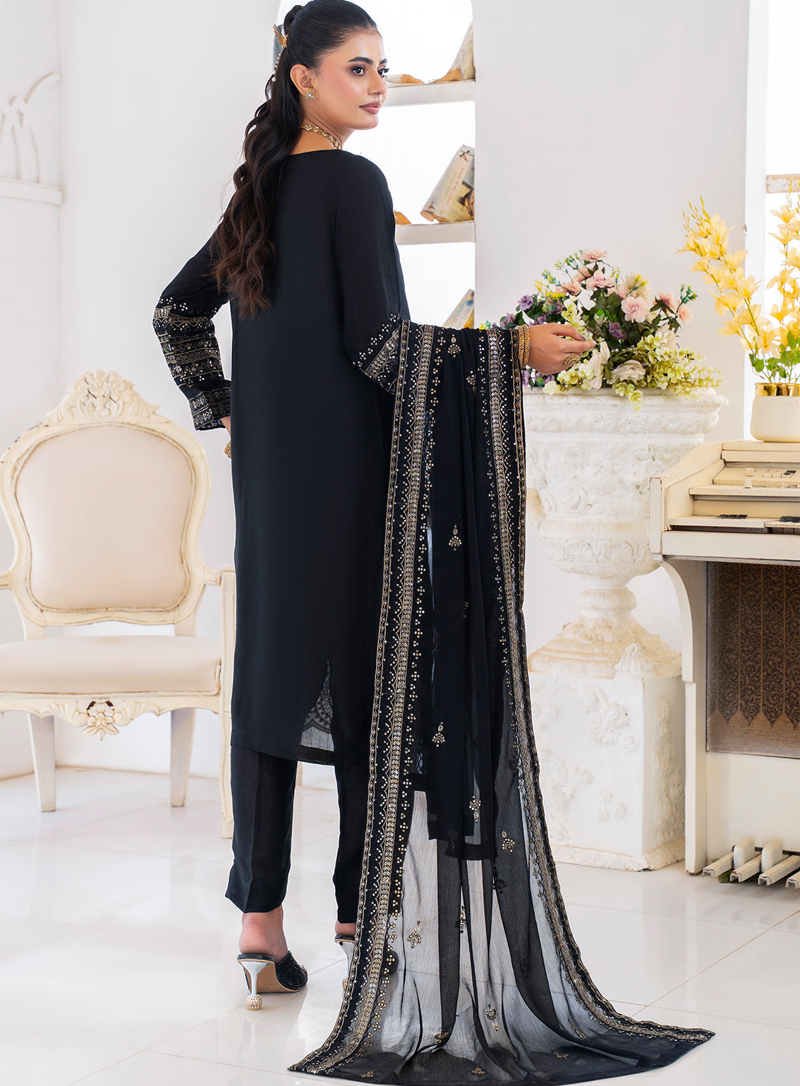 Raad Luxury Formal Embroidered Raw Silk 3 Piece Stitched Suit RD26LF RA-24 BK SIYAH GUL Raad Luxury Formal Embroidered Raw Silk 3 Piece Stitched Suit RD26LF RA-24 BK SIYAH GUL