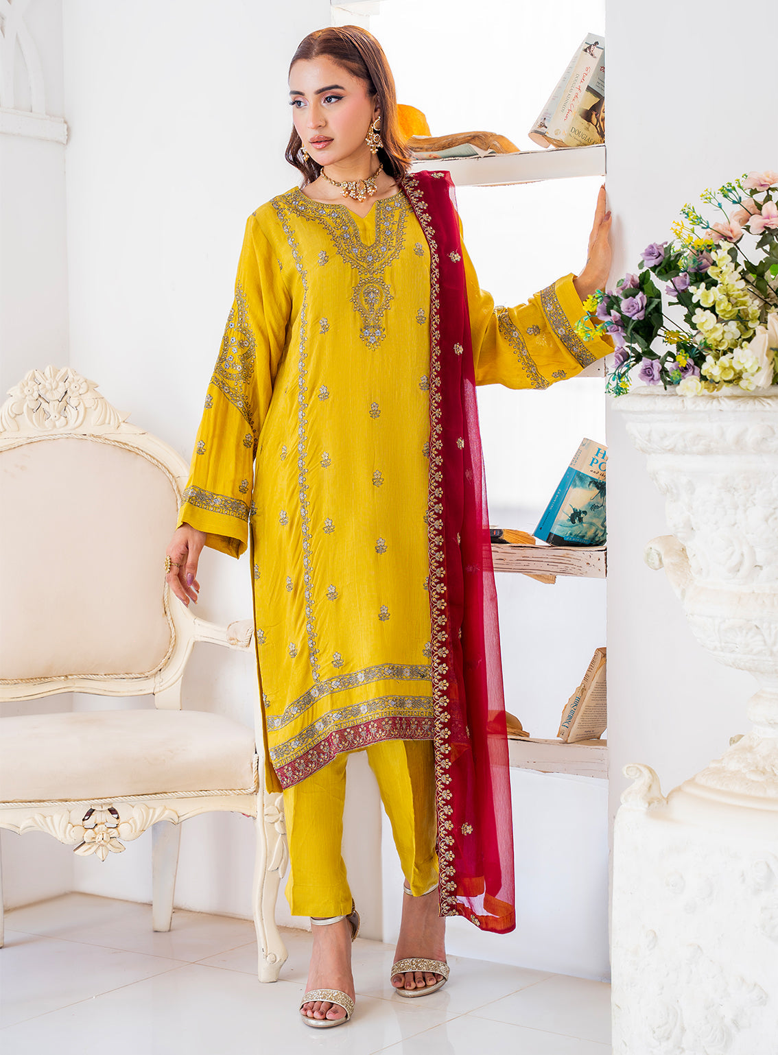 Raad Luxury Formal Embroidered Raw Silk 3 Piece Stitched Suit RD26LF RA-40 MT ZARQAA BAHAR Raad Luxury Formal Embroidered Raw Silk 3 Piece Stitched Suit RD26LF RA-40 MT ZARQAA BAHAR