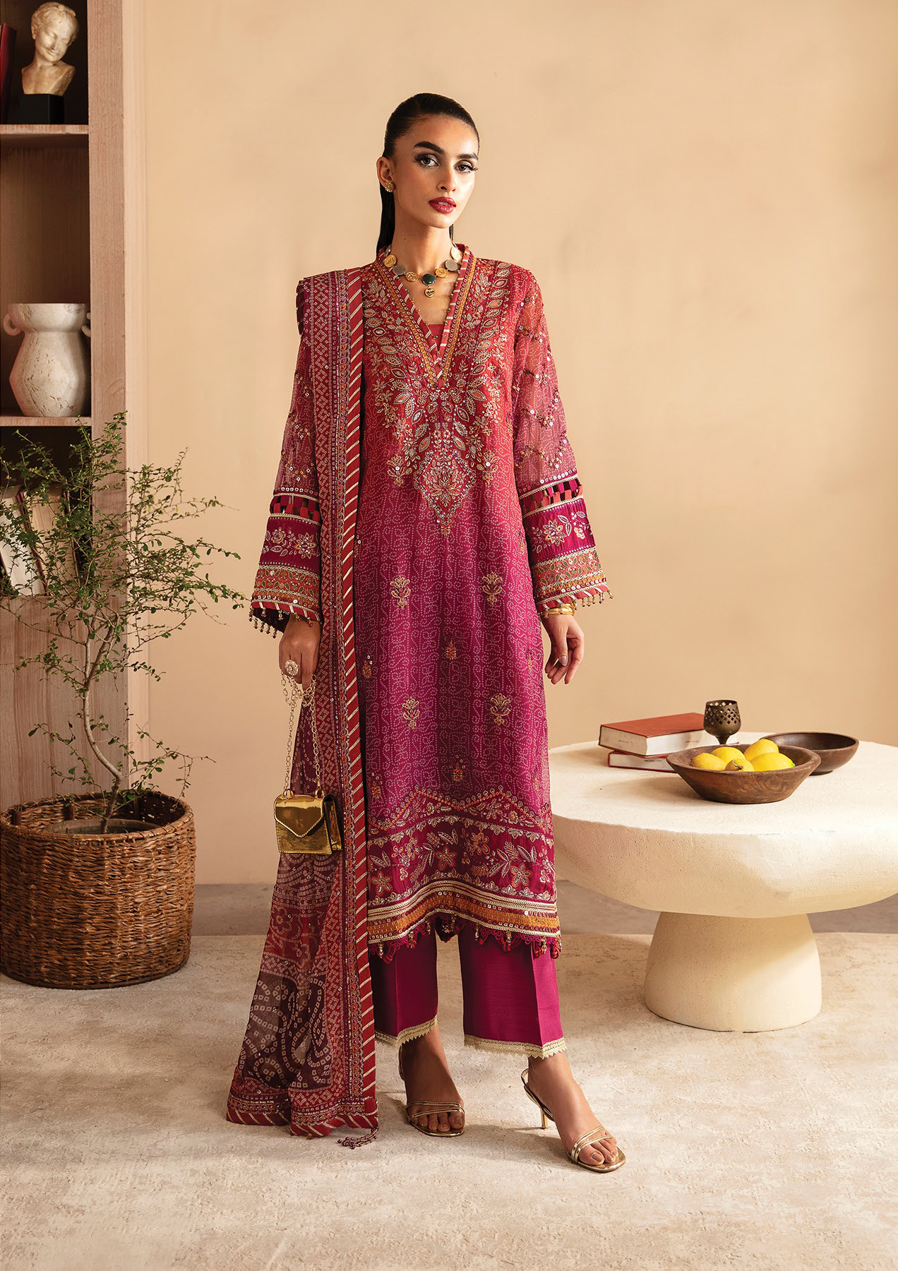Raahi By Xenia Embroidered Chiffon 3 Piece Unstitched Suit ZE24R D-01 ARISA Raahi By Xenia Embroidered Chiffon 3 Piece Unstitched Suit ZE24R D-01 ARISA