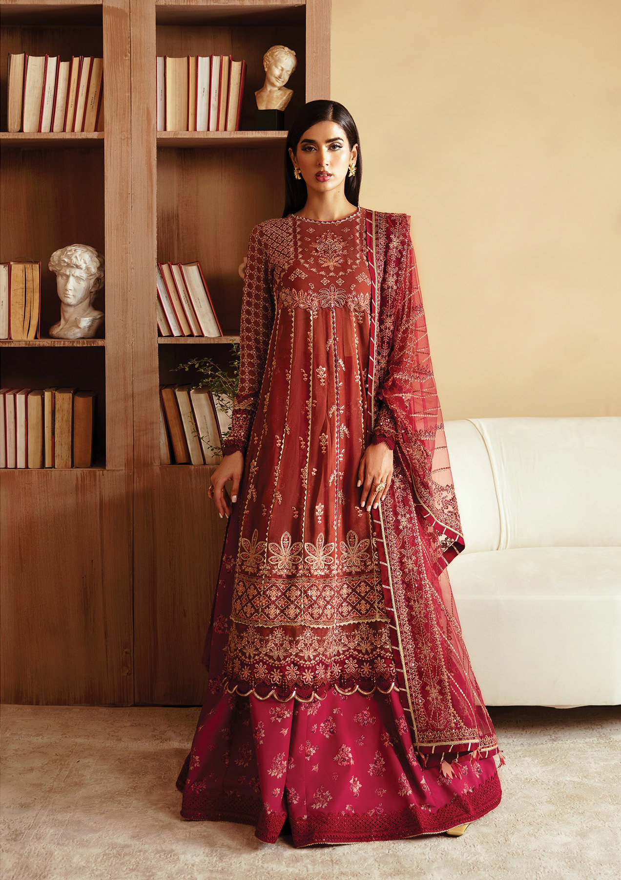 Raahi By Xenia Embroidered Chiffon 3 Piece Unstitched Suit ZE24R D-05 ISHMA Raahi By Xenia Embroidered Chiffon 3 Piece Unstitched Suit ZE24R D-05 ISHMA