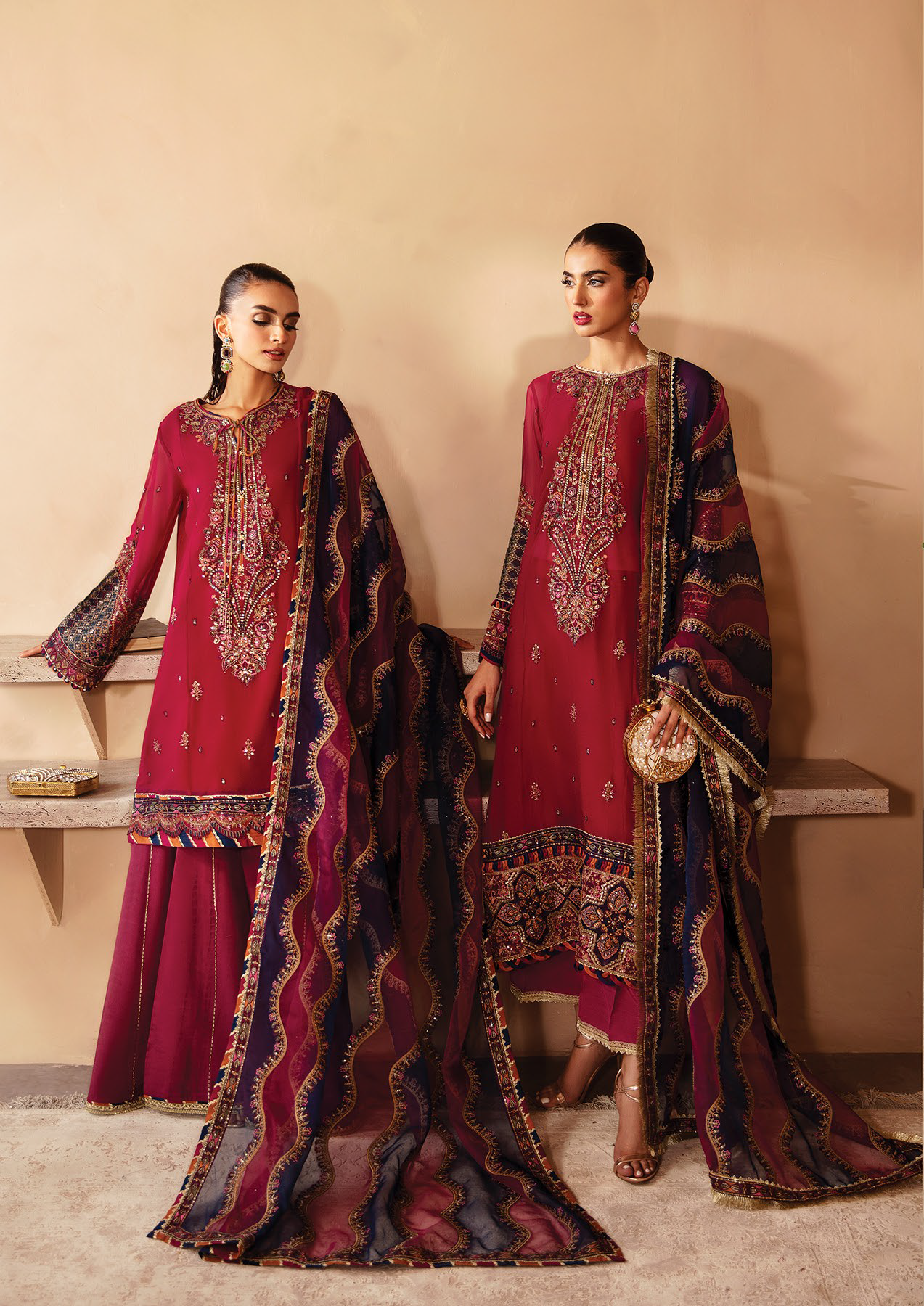 Raahi By Xenia Embroidered Chiffon 3 Piece Unstitched Suit ZE24R D-07 MEHKASH Raahi By Xenia Embroidered Chiffon 3 Piece Unstitched Suit ZE24R D-07 MEHKASH