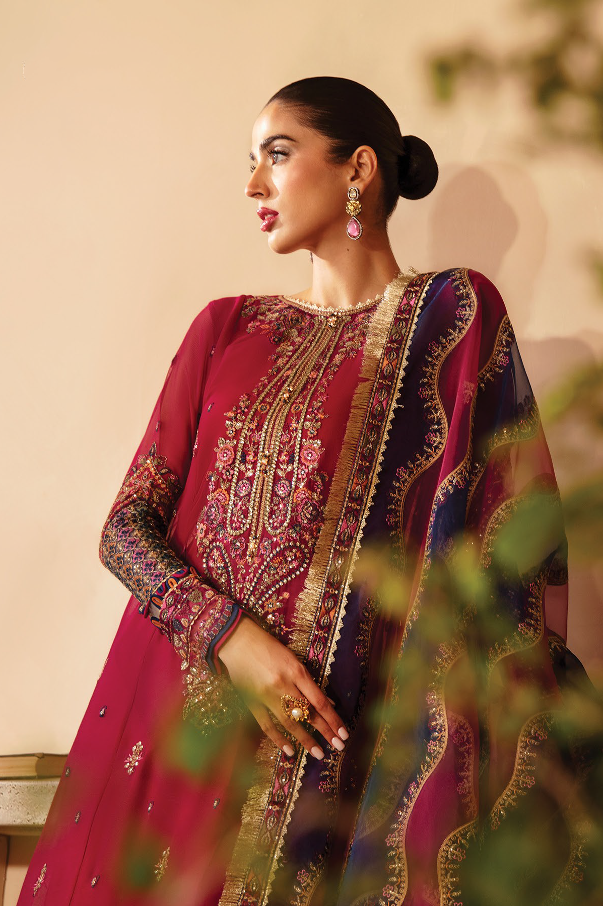 Raahi By Xenia Embroidered Chiffon 3 Piece Unstitched Suit ZE24R D-07 MEHKASH Raahi By Xenia Embroidered Chiffon 3 Piece Unstitched Suit ZE24R D-07 MEHKASH