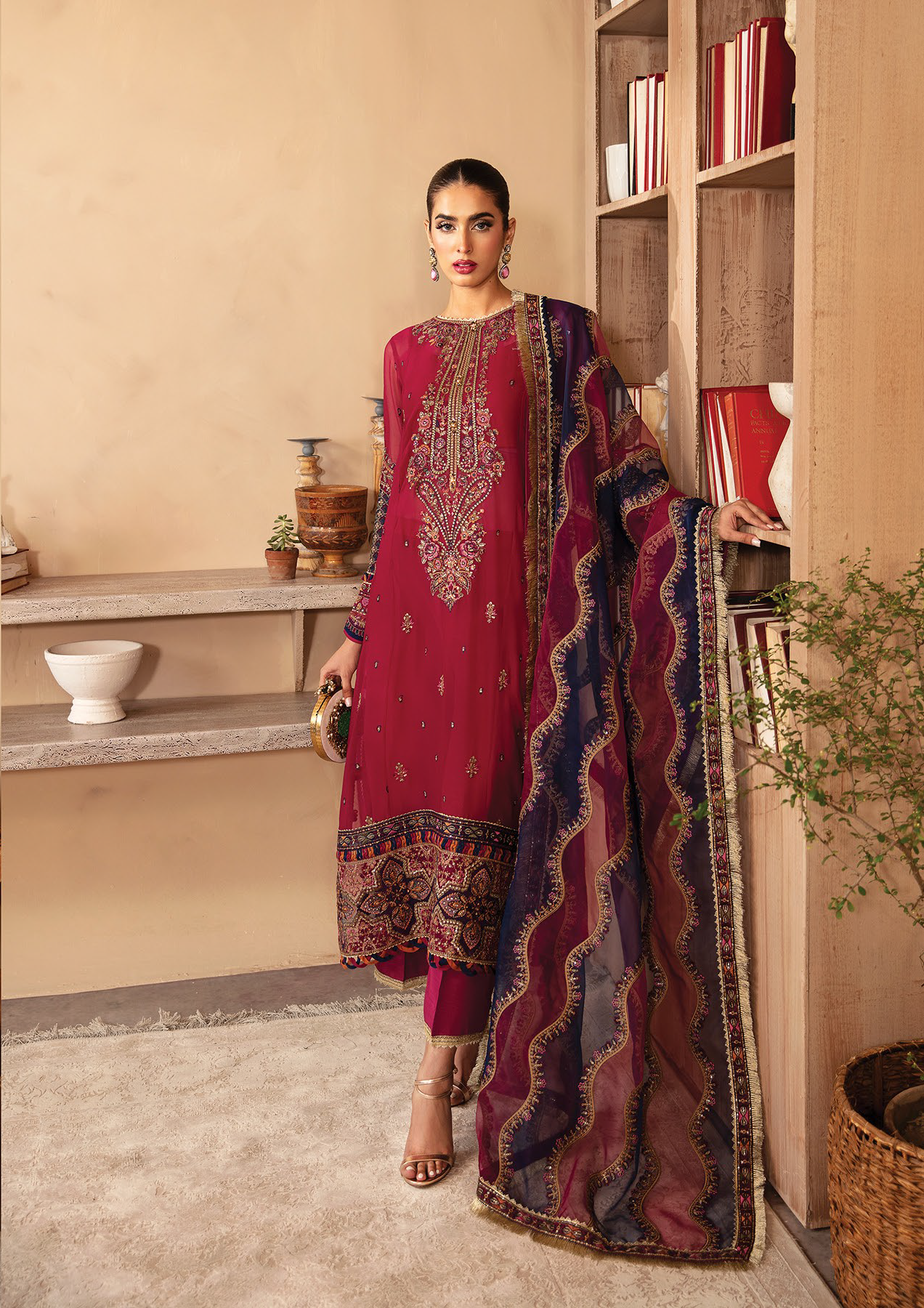 Raahi By Xenia Embroidered Chiffon 3 Piece Unstitched Suit ZE24R D-07 MEHKASH Raahi By Xenia Embroidered Chiffon 3 Piece Unstitched Suit ZE24R D-07 MEHKASH