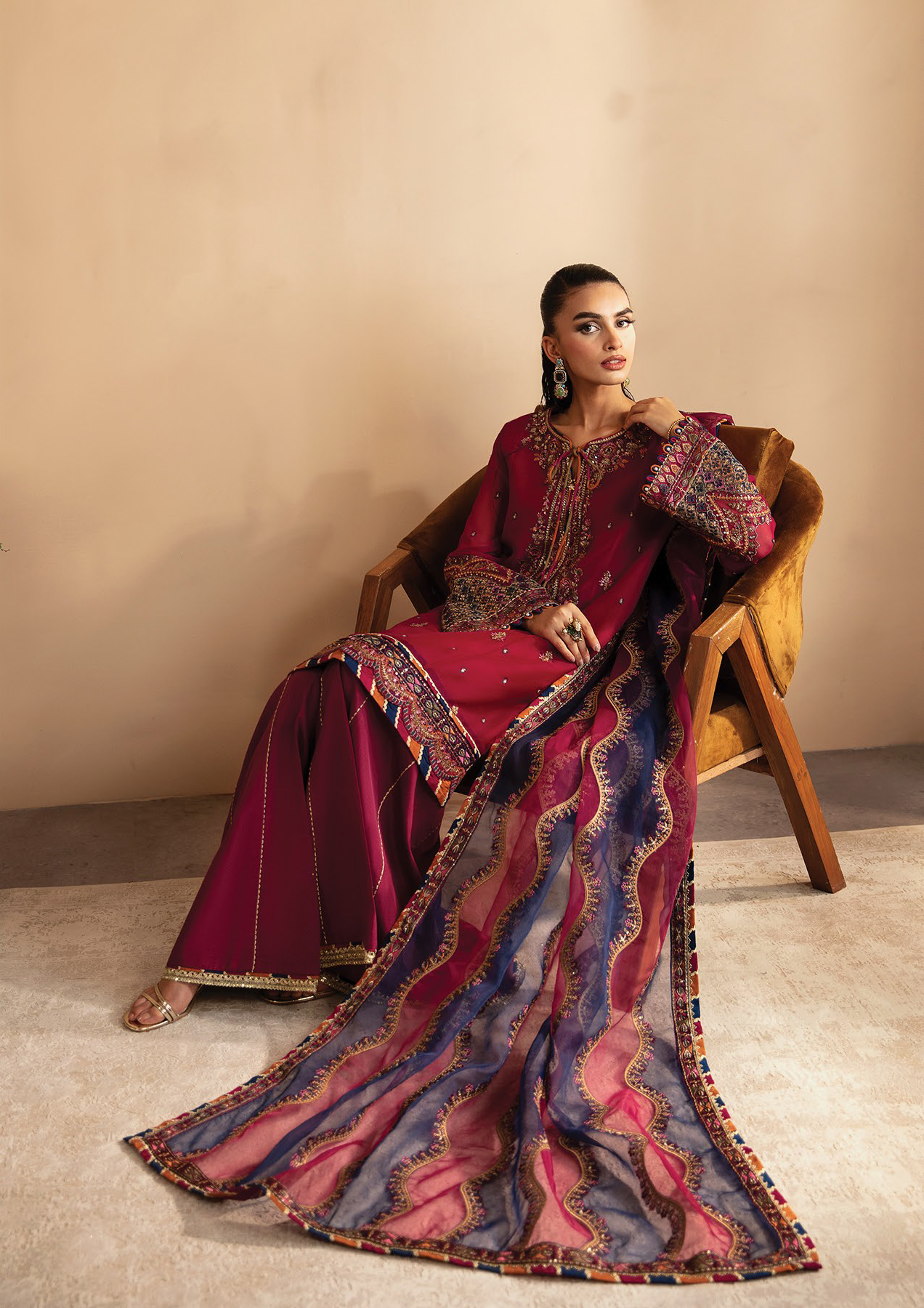 Raahi By Xenia Embroidered Chiffon 3 Piece Unstitched Suit ZE24R D-07 MEHKASH Raahi By Xenia Embroidered Chiffon 3 Piece Unstitched Suit ZE24R D-07 MEHKASH