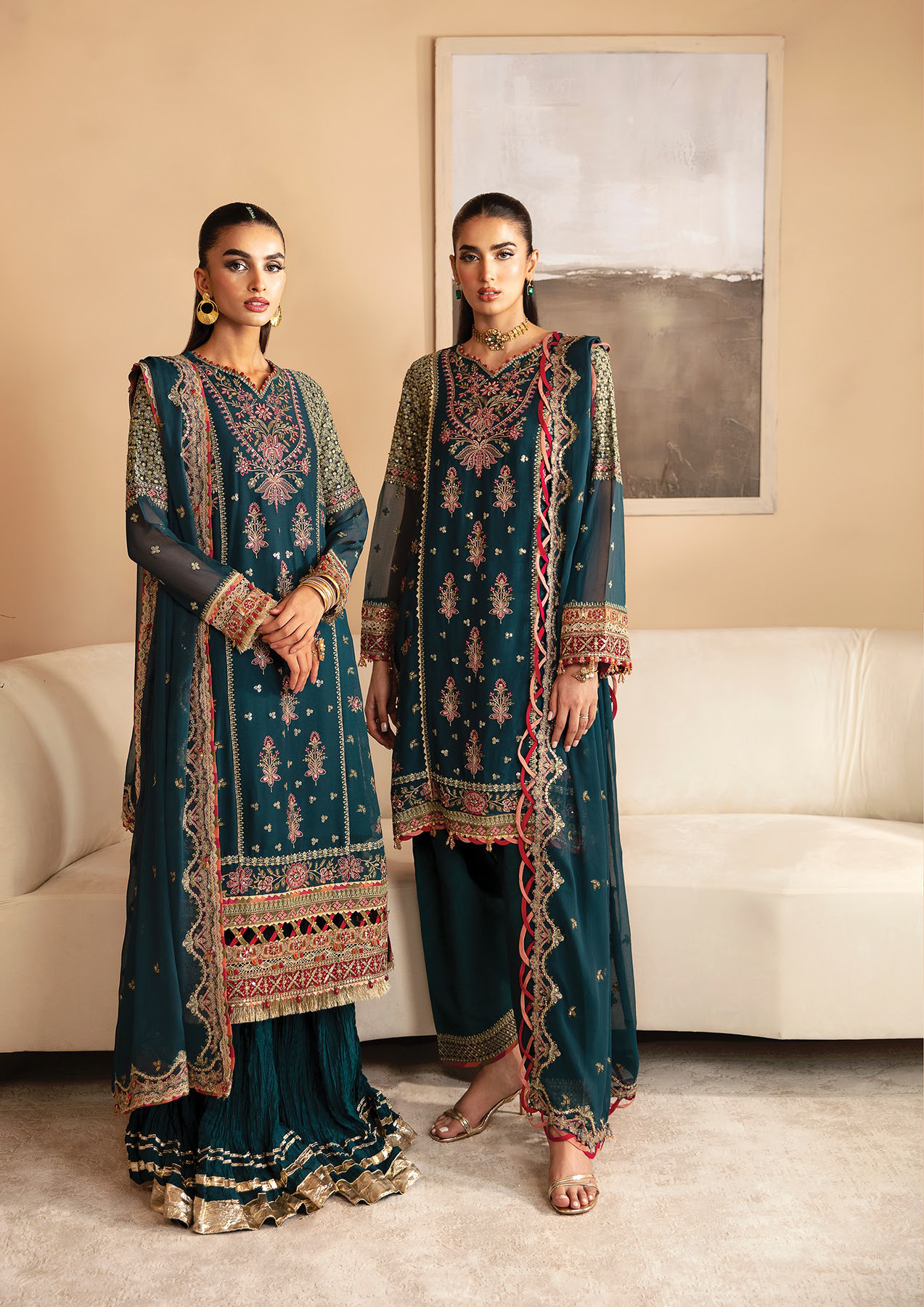 Raahi By Xenia Embroidered Chiffon 3 Piece Unstitched Suit ZE24R D-08 NEHMAT Raahi By Xenia Embroidered Chiffon 3 Piece Unstitched Suit ZE24R D-08 NEHMAT