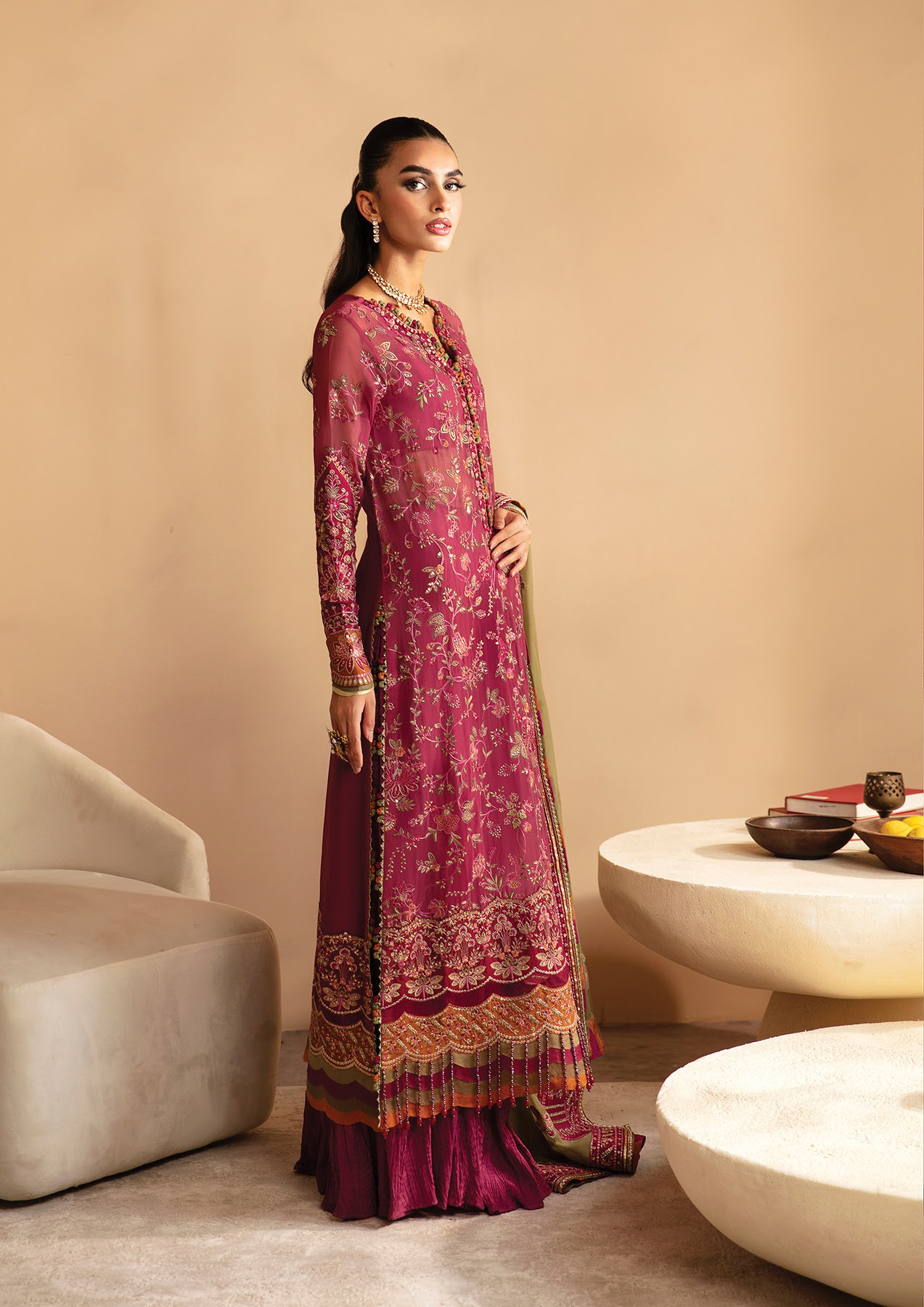 Raahi By Xenia Embroidered Chiffon 3 Piece Unstitched Suit ZE24R D-09 NALIKA Raahi By Xenia Embroidered Chiffon 3 Piece Unstitched Suit ZE24R D-09 NALIKA