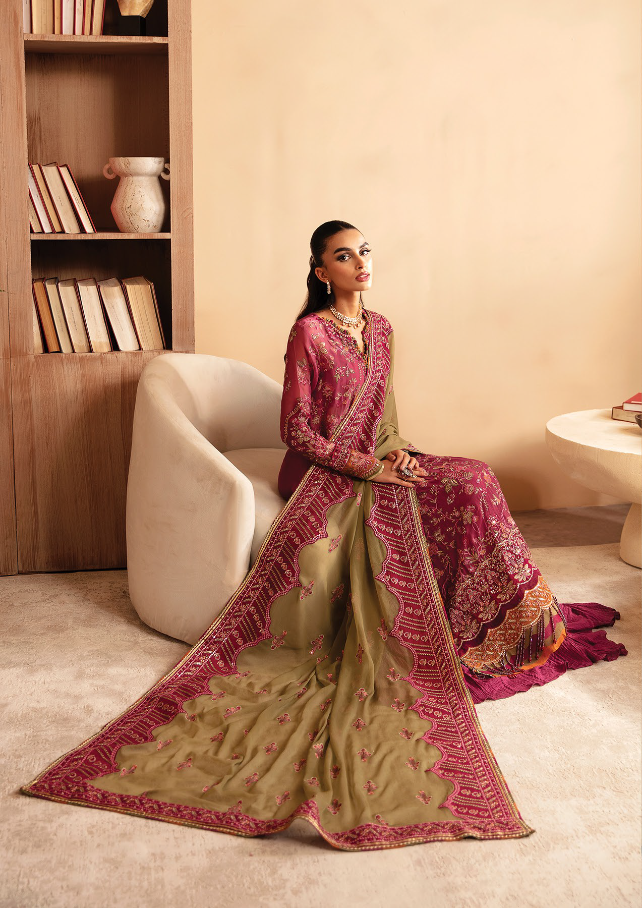 Raahi By Xenia Embroidered Chiffon 3 Piece Unstitched Suit ZE24R D-09 NALIKA Raahi By Xenia Embroidered Chiffon 3 Piece Unstitched Suit ZE24R D-09 NALIKA