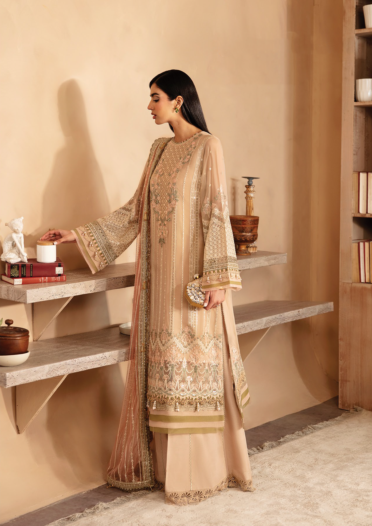 Raahi By Xenia Embroidered Chiffon 3 Piece Unstitched Suit ZE24R D-10 TOYAM Raahi By Xenia Embroidered Chiffon 3 Piece Unstitched Suit ZE24R D-10 TOYAM