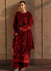 Rajbari Premium Embroidered Peach Leather 3 Piece Unstitched Suit RB25PWSE D-04