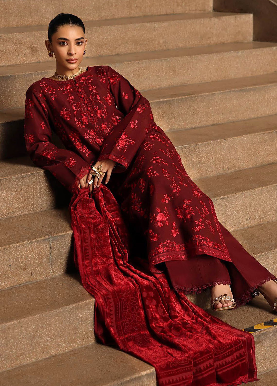 Rajbari Premium Embroidered Peach Leather 3 Piece Unstitched Suit RB25PWSE D-04 Rajbari Premium Embroidered Peach Leather 3 Piece Unstitched Suit RB25PWSE D-04