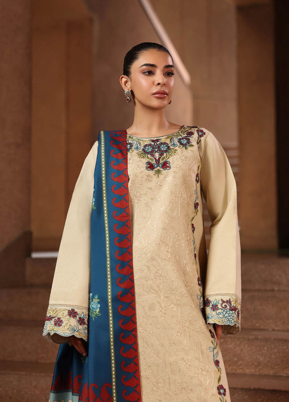 Rajbari Premium Embroidered Peach Leather 3 Piece Unstitched Suit RB25PWSE D-05 Rajbari Premium Embroidered Peach Leather 3 Piece Unstitched Suit RB25PWSE D-05