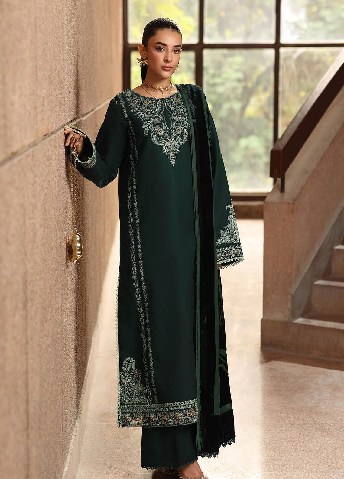 Rajbari Premium Embroidered Peach Leather 3 Piece Unstitched Suit RB25PWSE D-09 Rajbari Premium Embroidered Peach Leather 3 Piece Unstitched Suit RB25PWSE D-09