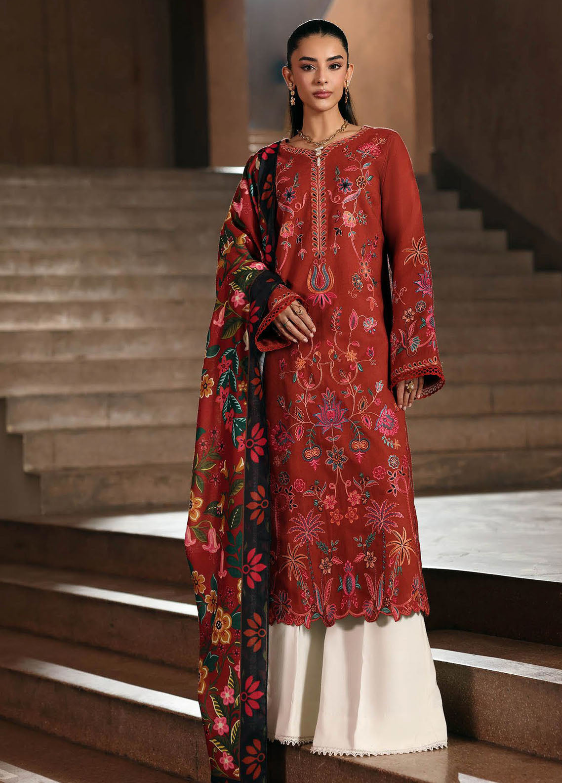 Rajbari Premium Embroidered Peach Leather 3 Piece Unstitched Suit RB25PWSE D-10 Rajbari Premium Embroidered Peach Leather 3 Piece Unstitched Suit RB25PWSE D-10