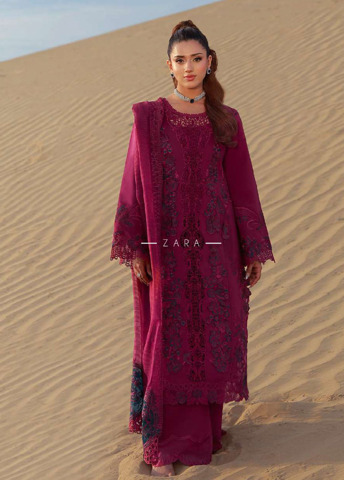 Rang Rasiya Premium Embroidered Lawn 3 Piece Unstitched Suit RR26P D-ZARA Rang Rasiya Premium Embroidered Lawn 3 Piece Unstitched Suit RR26P D-ZARA