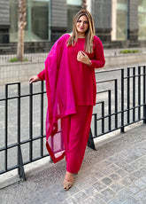 Rangeen Festive Luxe Printed Raw Silk 3 Piece Stitched Suit RN25FL-3P D-RUBY