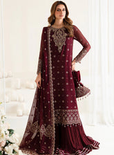 Reena By Alizeh Handcrafted Wedding Edit Chiffon 3 Piece Unstitched Suit ALZ24R AF-HM-4009 MEADOW