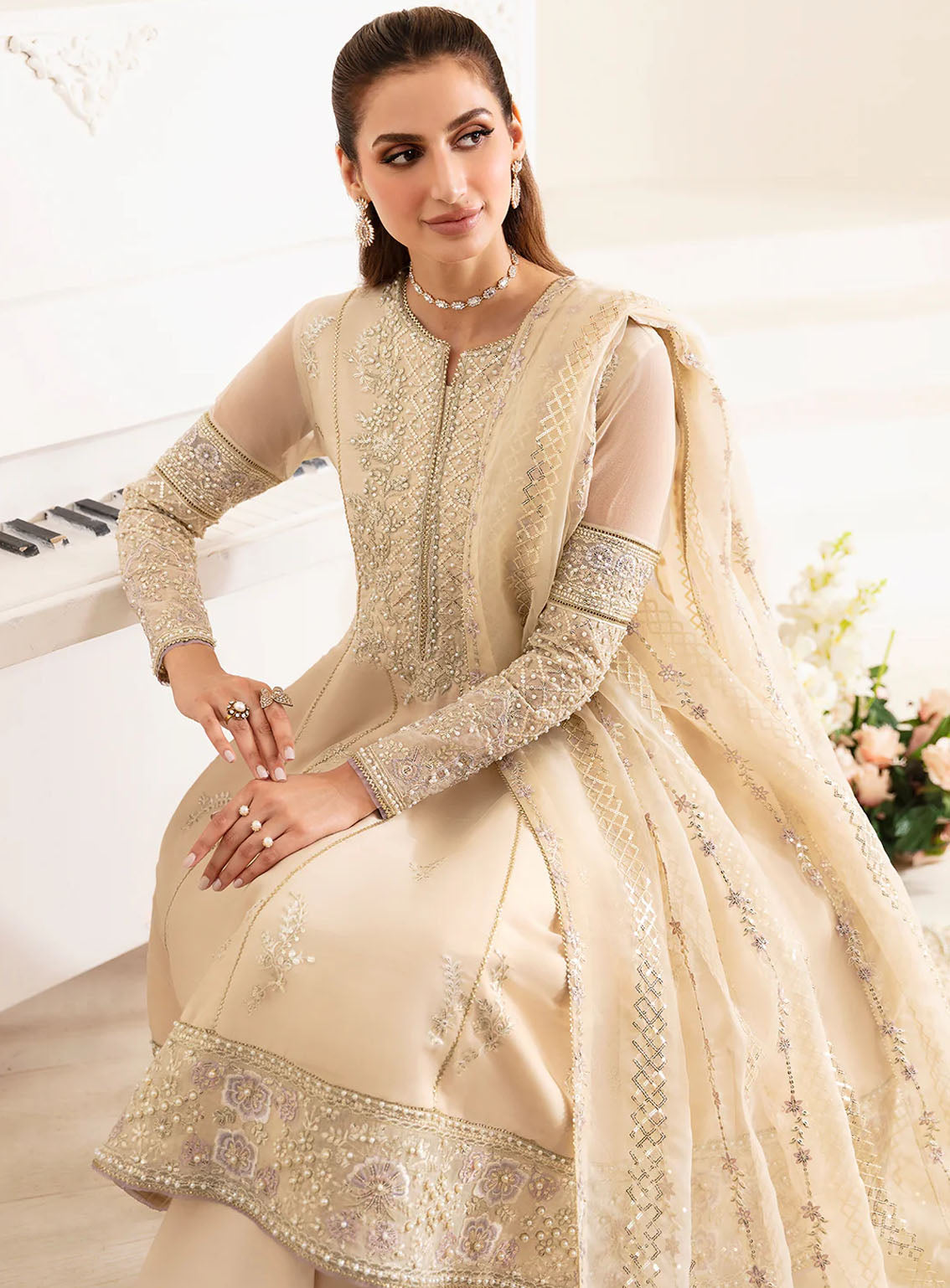Reena By Alizeh Handcrafted Wedding Edit Chiffon 3 Piece Unstitched Suit ALZ24R AF-HM-4011 DENIS Reena By Alizeh Handcrafted Wedding Edit Chiffon 3 Piece Unstitched Suit ALZ24R AF-HM-4011 DENIS