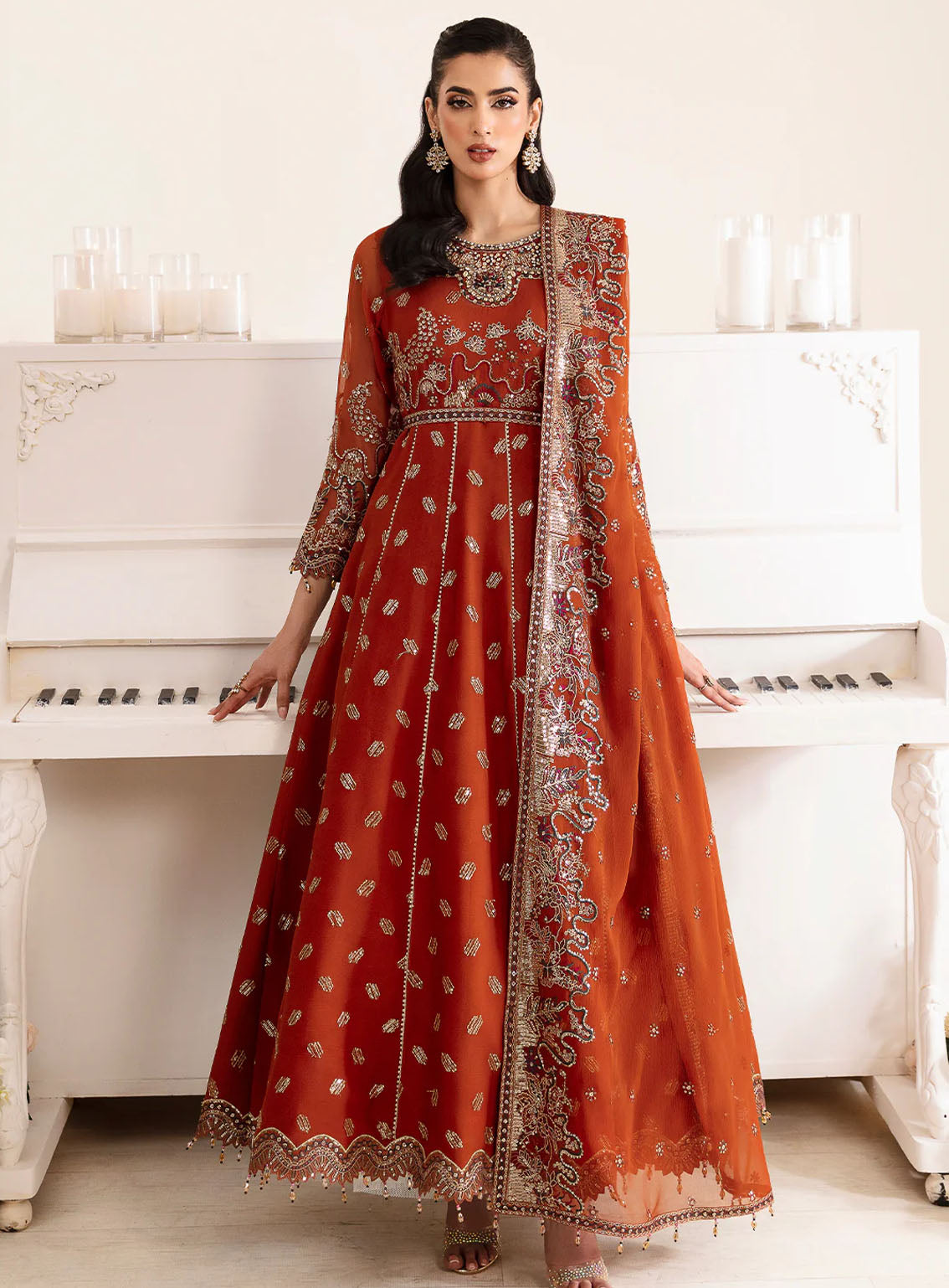 Reena By Alizeh Handcrafted Wedding Edit Chiffon 3 Piece Unstitched Suit ALZ24R AF-HM-4014 RUSTIC Reena By Alizeh Handcrafted Wedding Edit Chiffon 3 Piece Unstitched Suit ALZ24R AF-HM-4014 RUSTIC