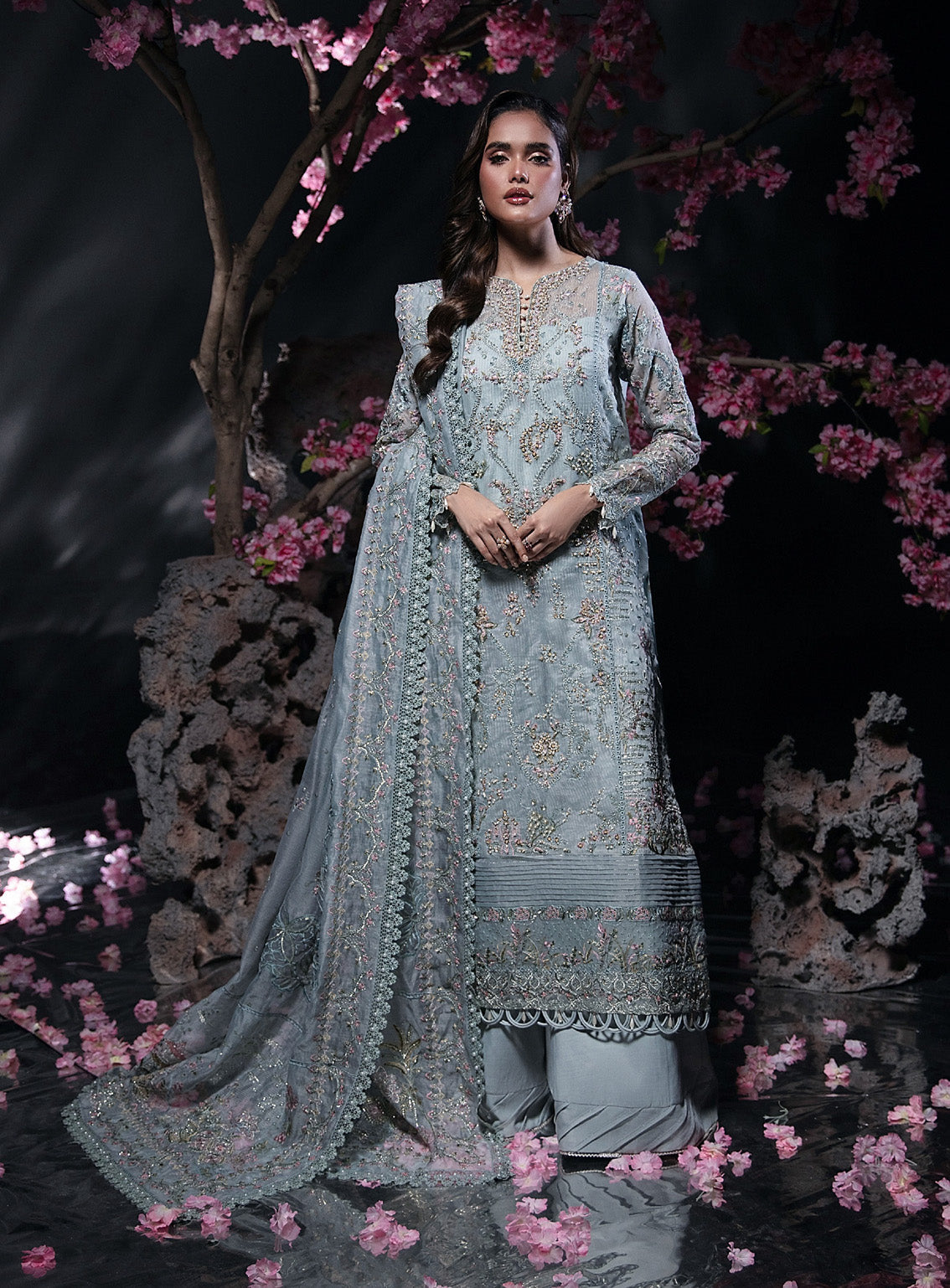 Reve By Florent Embroidered Net 3 Piece Unstitched Suit FL24R D-03 MINT MIST Reve By Florent Embroidered Net 3 Piece Unstitched Suit FL24R D-03 MINT MIST