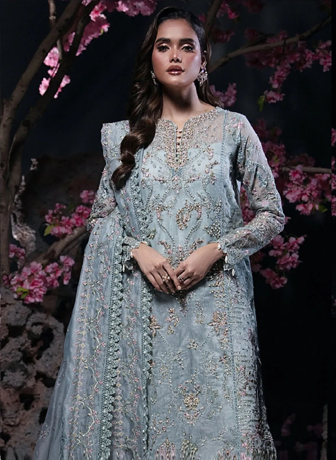 Reve By Florent Embroidered Net 3 Piece Unstitched Suit FL24R D-03 MINT MIST Reve By Florent Embroidered Net 3 Piece Unstitched Suit FL24R D-03 MINT MIST