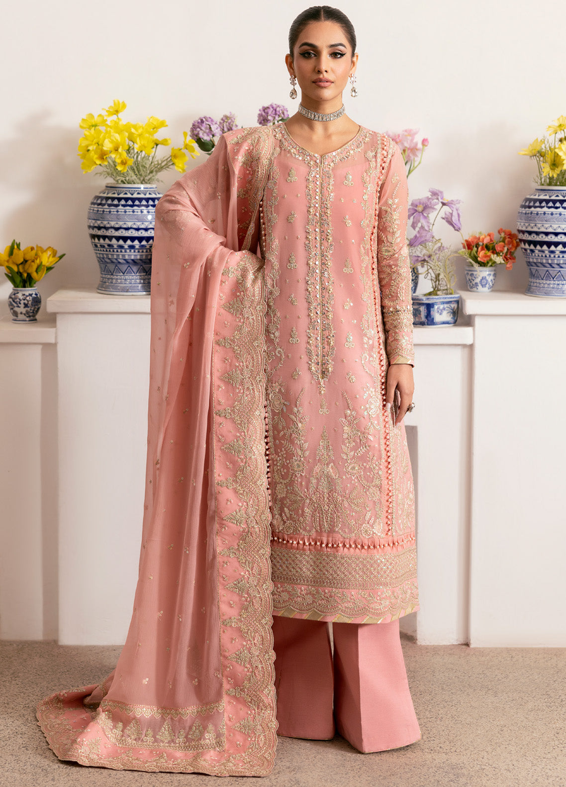 Reverie By Gulaal Embroidered Chiffon 3 Piece Unstitched Suit GL25R D-06 CORALYN Reverie By Gulaal Embroidered Chiffon 3 Piece Unstitched Suit GL25R D-06 CORALYN