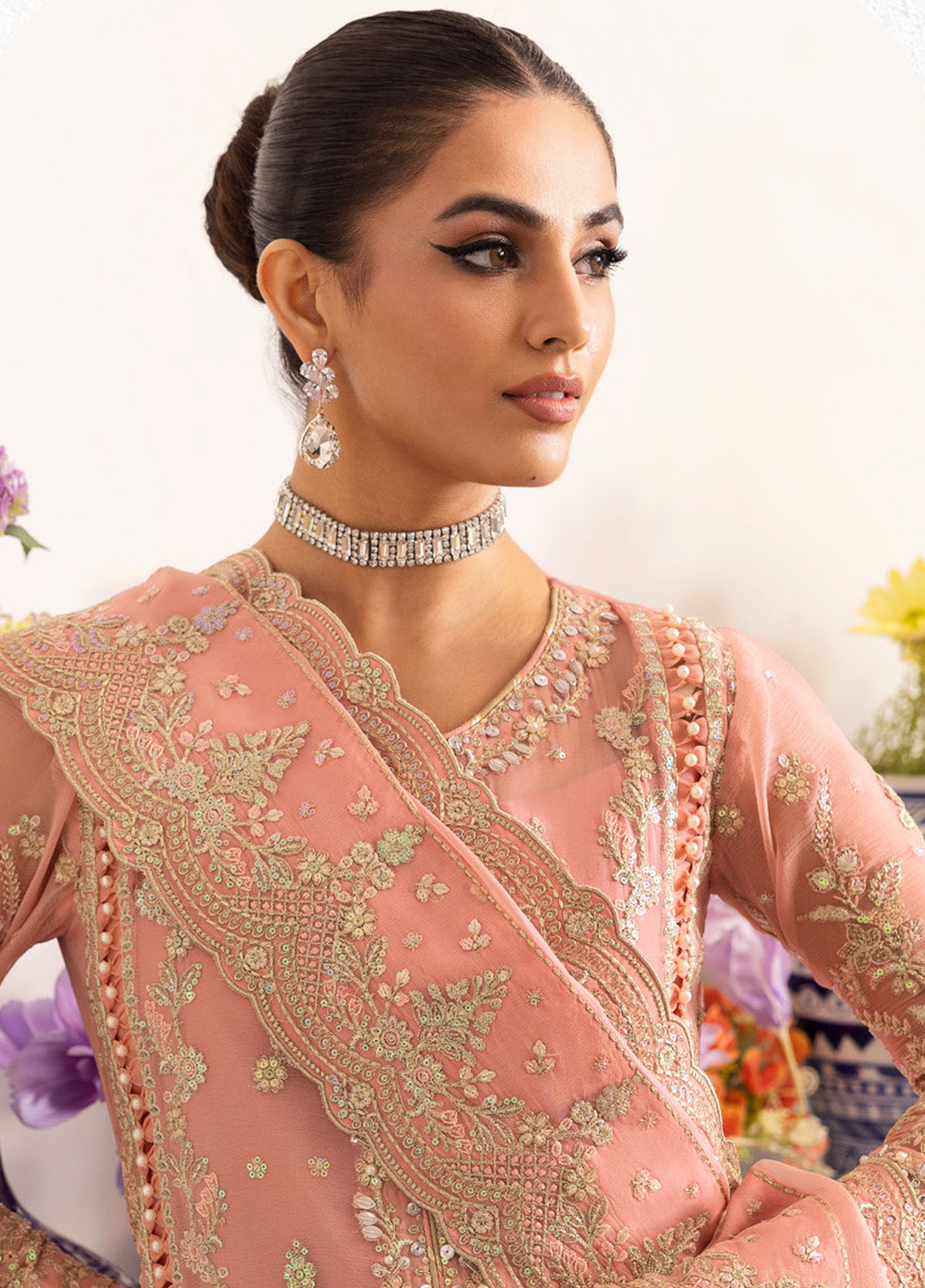 Reverie By Gulaal Embroidered Chiffon 3 Piece Unstitched Suit GL25R D-06 CORALYN Reverie By Gulaal Embroidered Chiffon 3 Piece Unstitched Suit GL25R D-06 CORALYN