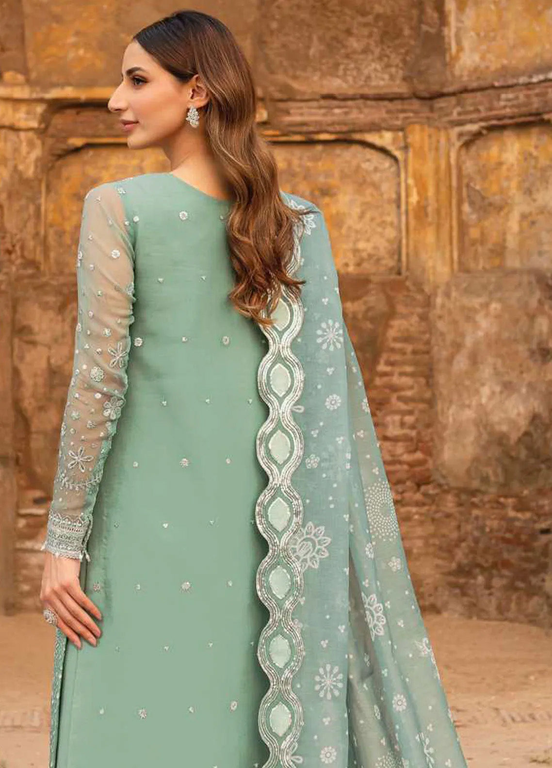 Ritzier By Farasha Embroidered Net 3 Piece Unstitched Suit FSH24R D-04 OCEAN LIGHT Ritzier By Farasha Embroidered Net 3 Piece Unstitched Suit FSH24R D-04 OCEAN LIGHT