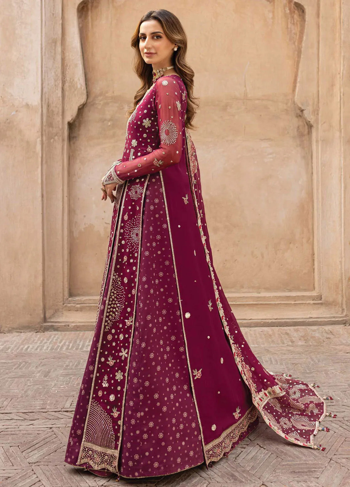 Ritzier By Farasha Embroidered Net 3 Piece Unstitched Suit FSH24R D-05 SCARLET CHARM Ritzier By Farasha Embroidered Net 3 Piece Unstitched Suit FSH24R D-05 SCARLET CHARM
