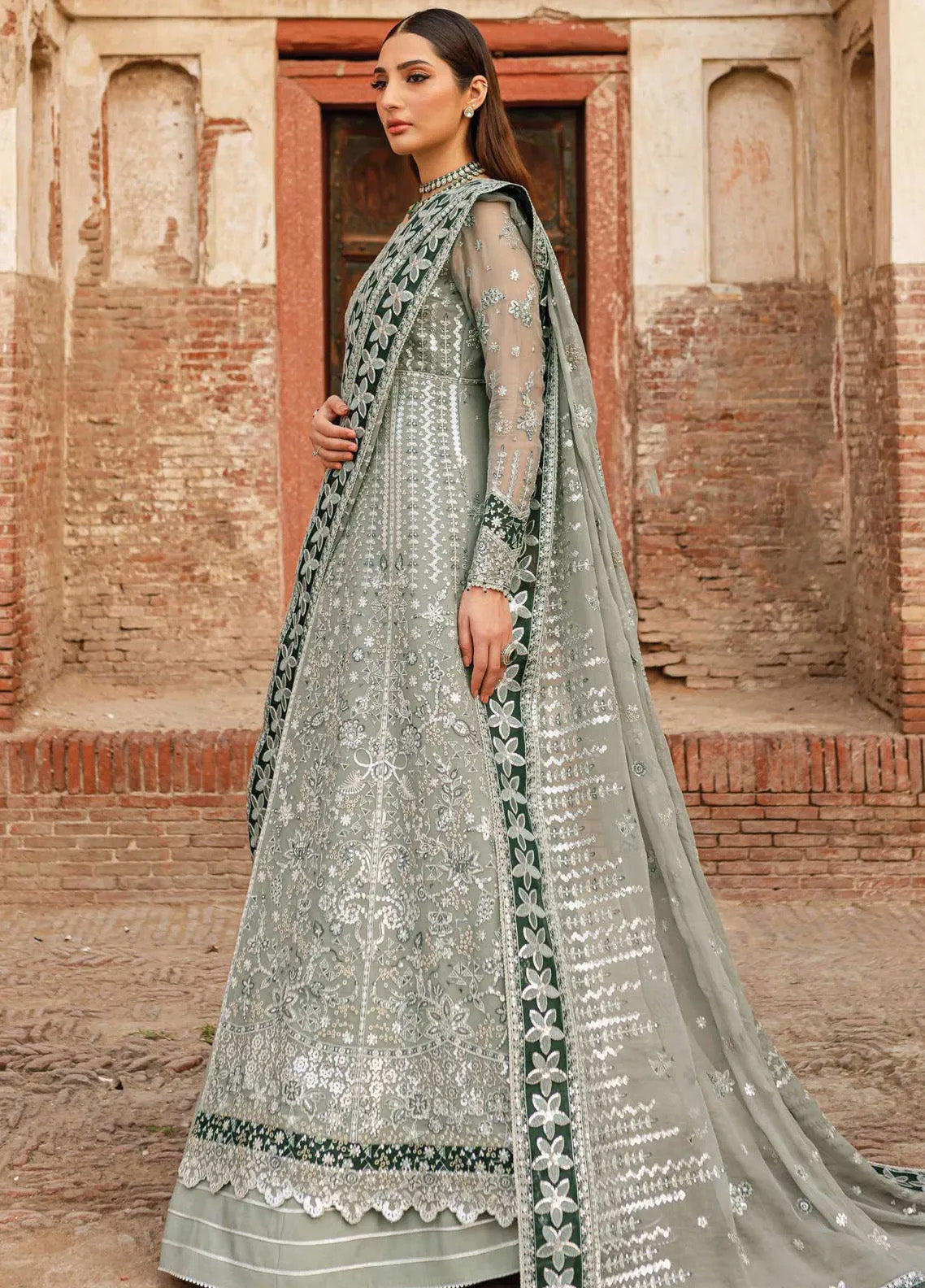 Ritzier By Farasha Embroidered Net 3 Piece Unstitched Suit FSH24R D-07 GREY VEIL Ritzier By Farasha Embroidered Net 3 Piece Unstitched Suit FSH24R D-07 GREY VEIL