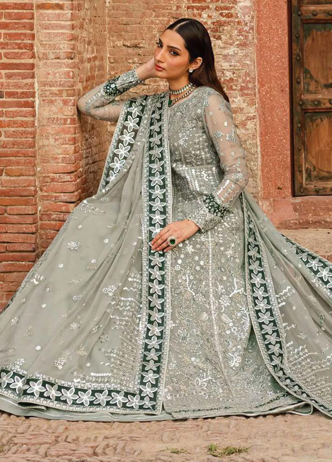 Ritzier By Farasha Embroidered Net 3 Piece Unstitched Suit FSH24R D-07 GREY VEIL Ritzier By Farasha Embroidered Net 3 Piece Unstitched Suit FSH24R D-07 GREY VEIL