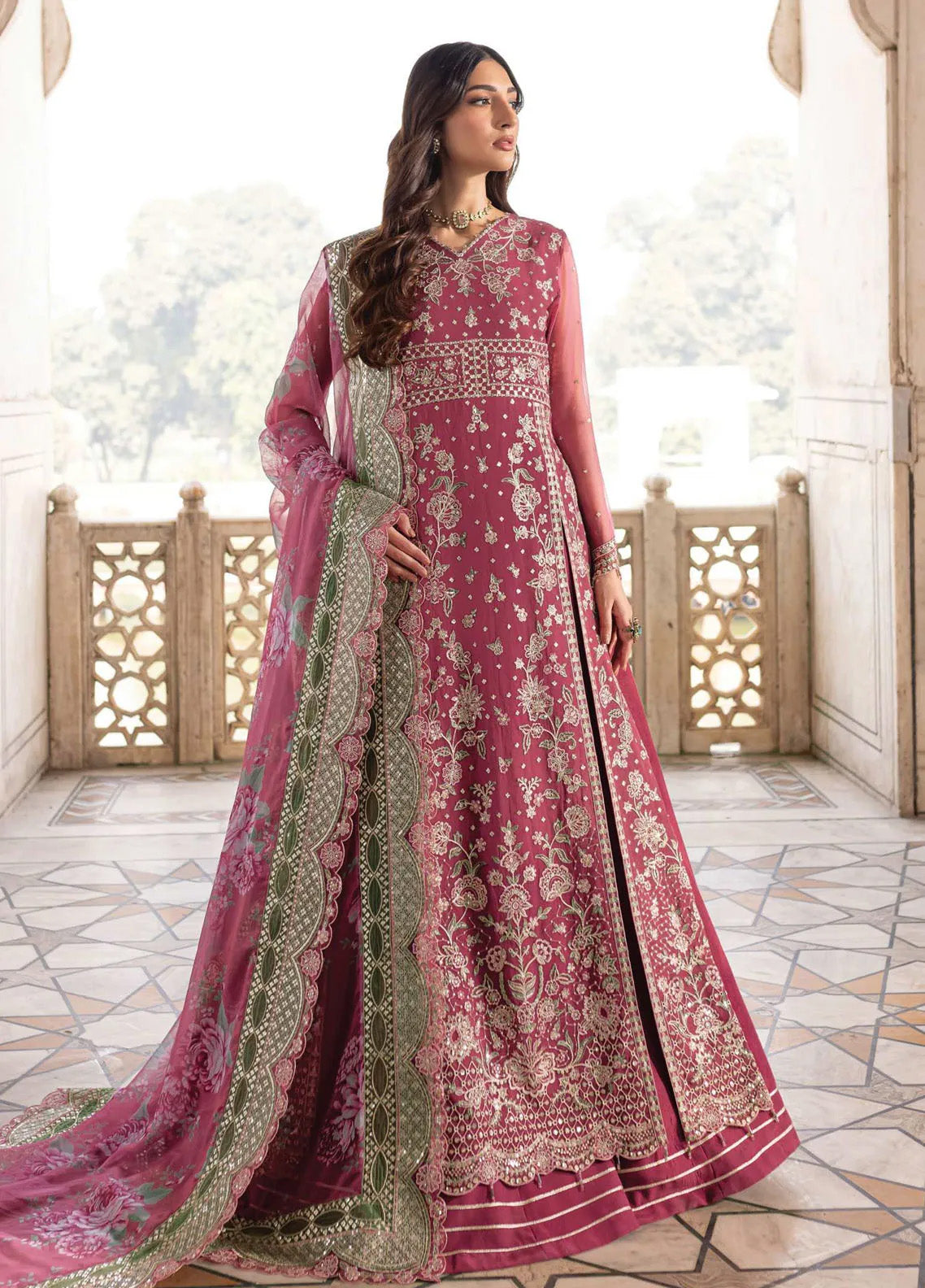 Ritzier By Farasha Embroidered Net 3 Piece Unstitched Suit FSH24R D-08 REGAL ROSE Ritzier By Farasha Embroidered Net 3 Piece Unstitched Suit FSH24R D-08 REGAL ROSE
