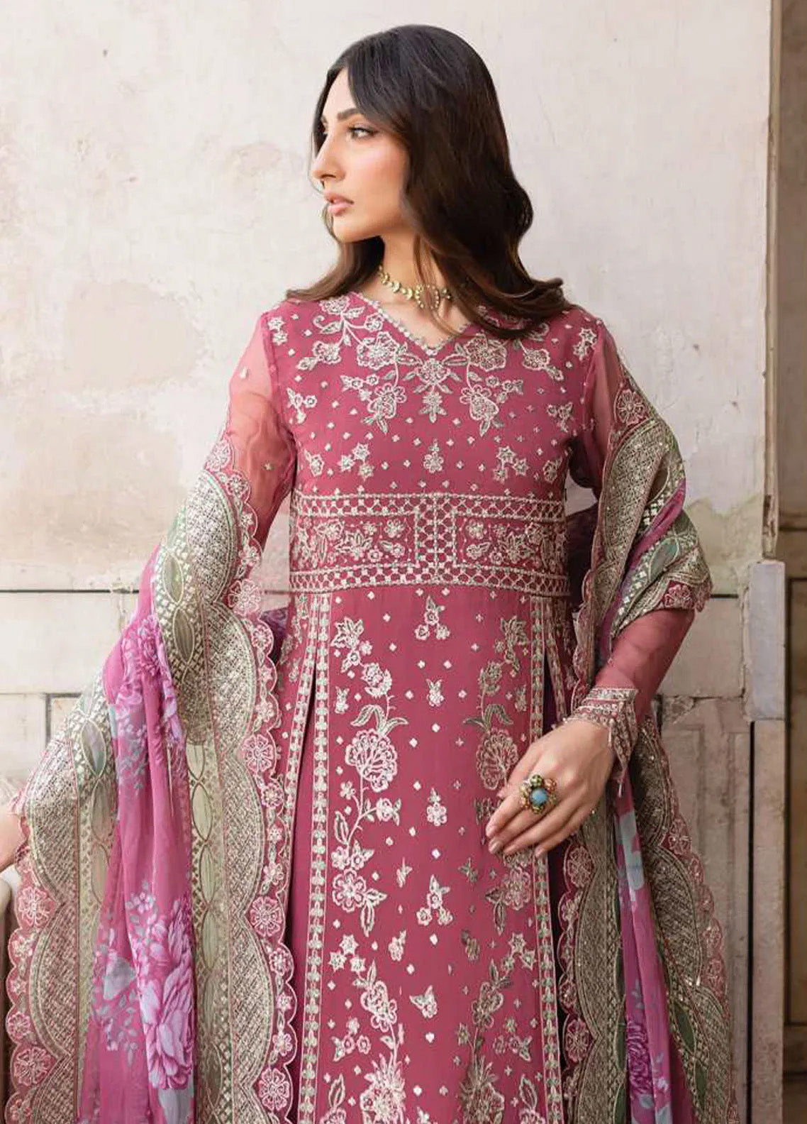 Ritzier By Farasha Embroidered Net 3 Piece Unstitched Suit FSH24R D-08 REGAL ROSE Ritzier By Farasha Embroidered Net 3 Piece Unstitched Suit FSH24R D-08 REGAL ROSE