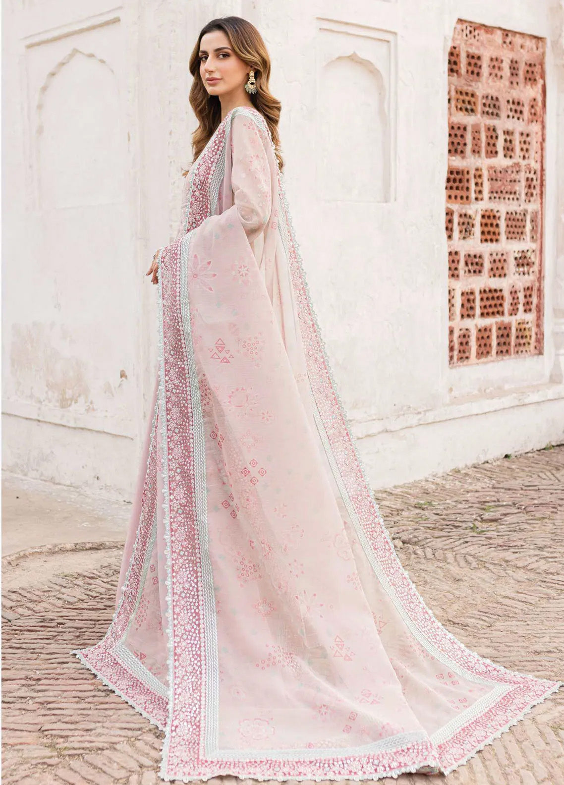 Ritzier By Farasha Embroidered Net 3 Piece Unstitched Suit FSH24R D-09 SATIN ROSE Ritzier By Farasha Embroidered Net 3 Piece Unstitched Suit FSH24R D-09 SATIN ROSE