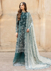Ritzier By Farasha Embroidered Net 3 Piece Unstitched Suit FSH24R D-10 TEAL DREAMS