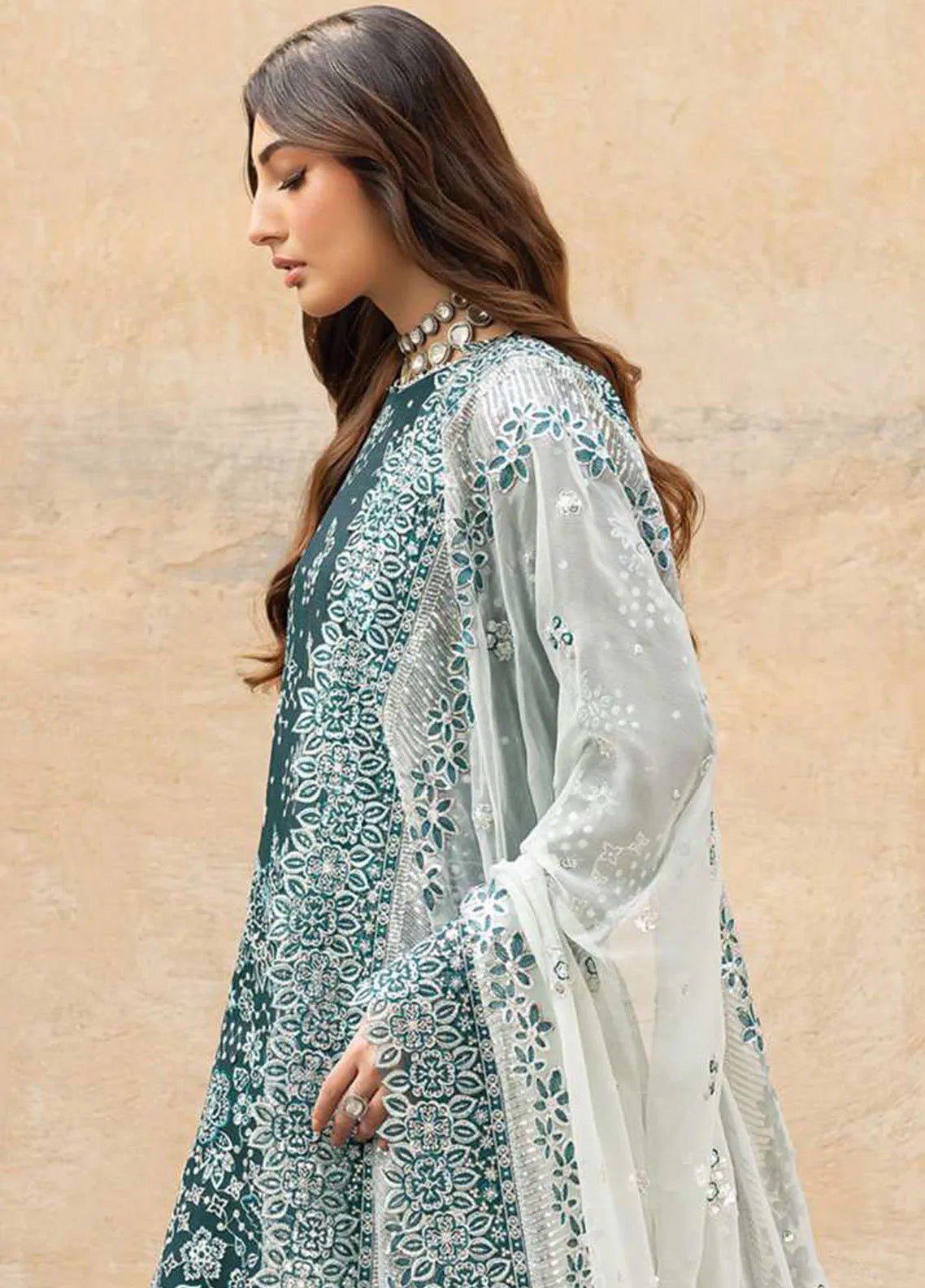 Ritzier By Farasha Embroidered Net 3 Piece Unstitched Suit FSH24R D-10 TEAL DREAMS Ritzier By Farasha Embroidered Net 3 Piece Unstitched Suit FSH24R D-10 TEAL DREAMS