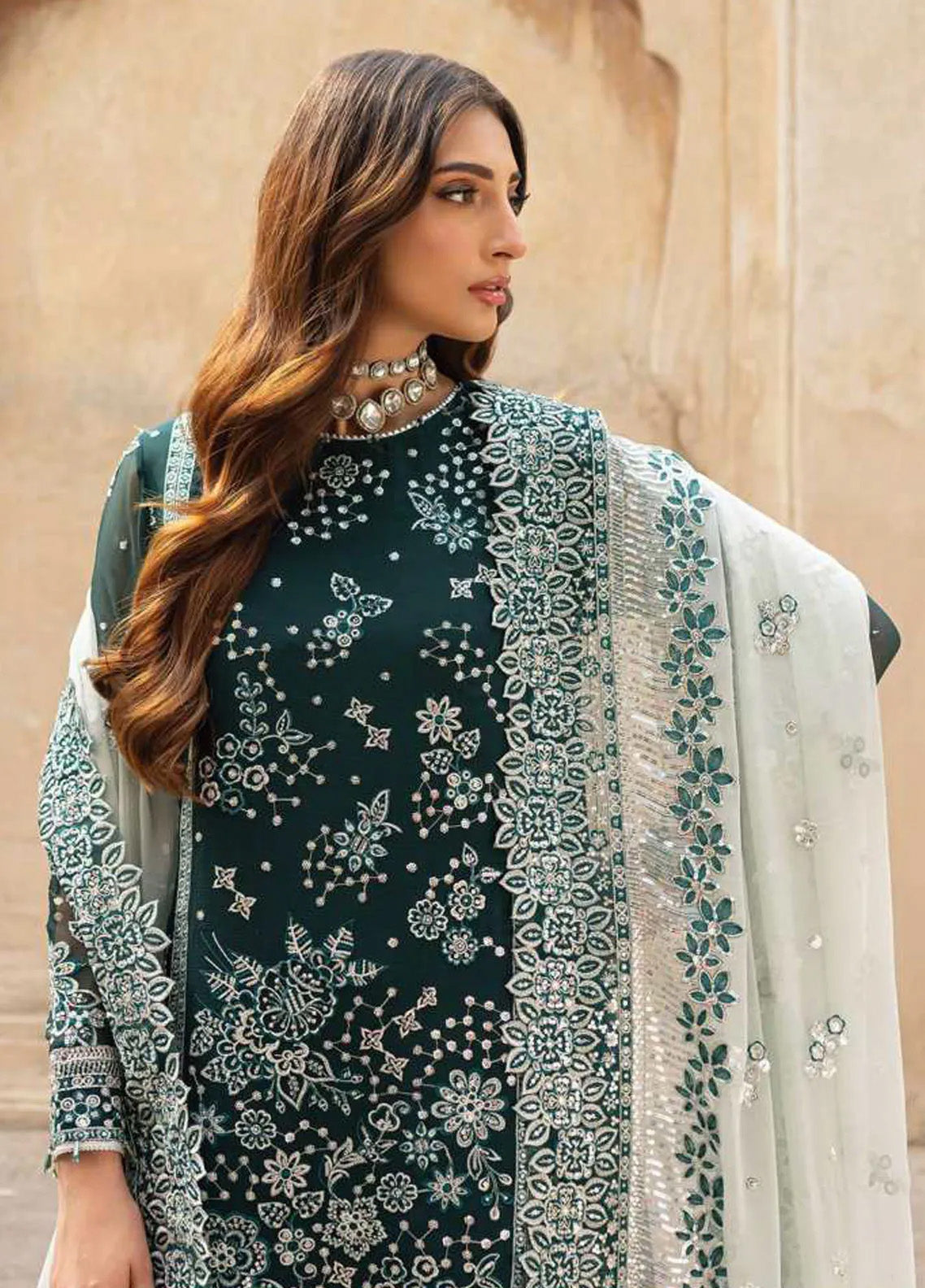 Ritzier By Farasha Embroidered Net 3 Piece Unstitched Suit FSH24R D-10 TEAL DREAMS Ritzier By Farasha Embroidered Net 3 Piece Unstitched Suit FSH24R D-10 TEAL DREAMS