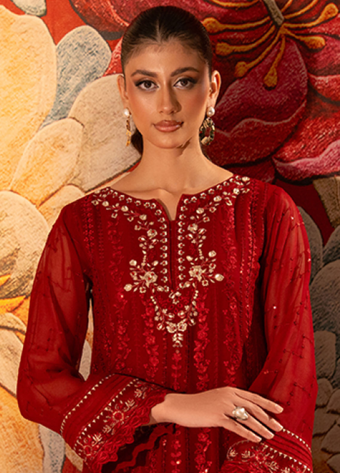 Rivaj By Shamooz Embroidered Chiffon 3 Piece Unstitched Suit SZ25R D-129 Rivaj By Shamooz Embroidered Chiffon 3 Piece Unstitched Suit SZ25R D-129