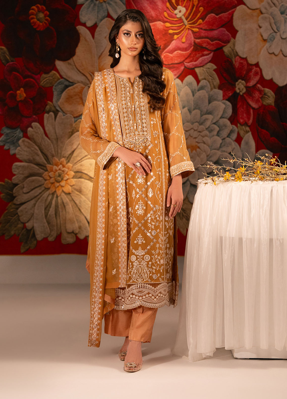 Rivaj By Shamooz Embroidered Chiffon 3 Piece Unstitched Suit SZ25R D-130 Rivaj By Shamooz Embroidered Chiffon 3 Piece Unstitched Suit SZ25R D-130