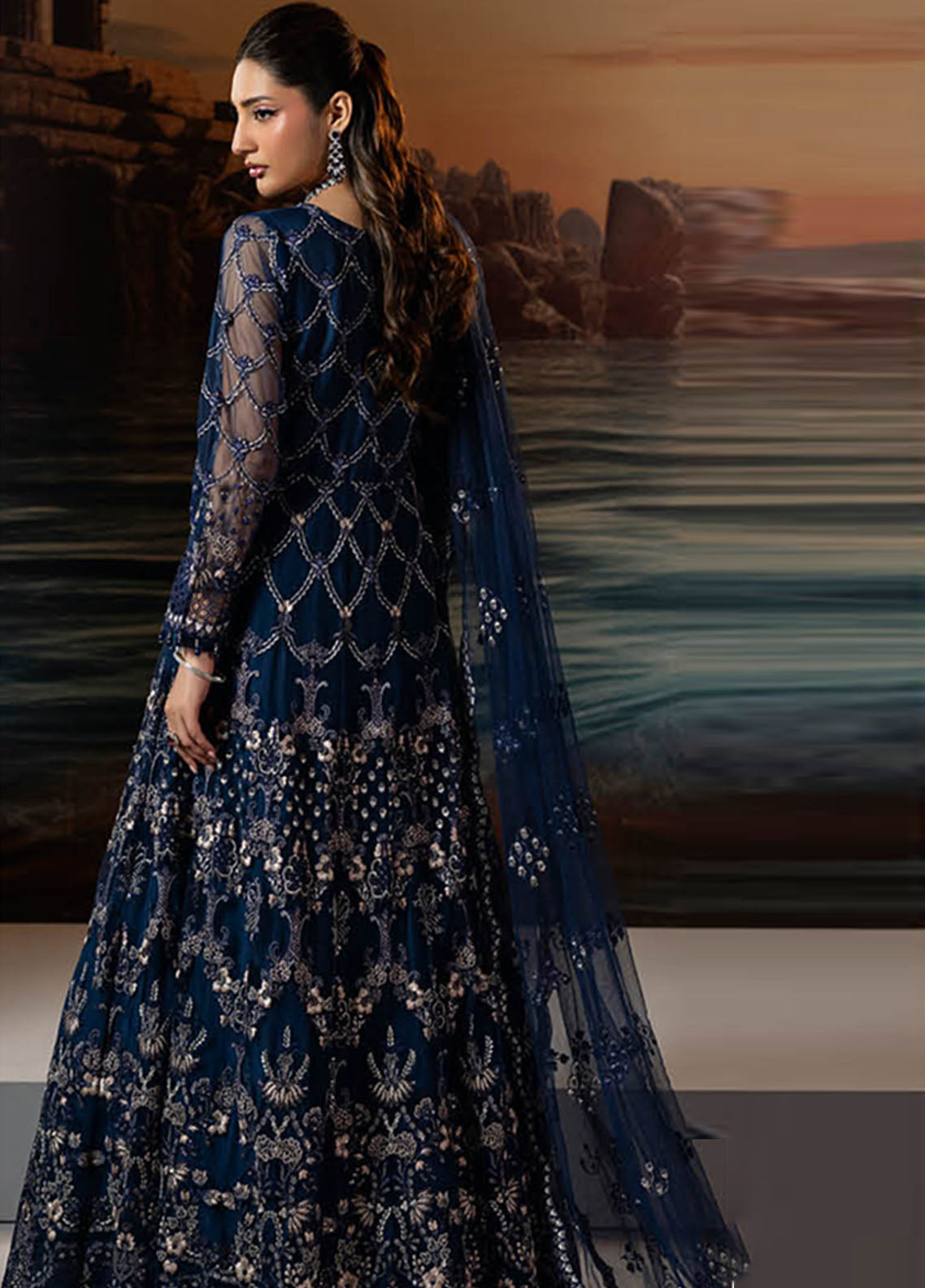 Riwayat Lamisah By Lavish Premium Embroidered Chiffon Suits Unstitched 3 Piece LP25RLC D-05 JEWEL BLUE Riwayat Lamisah By Lavish Premium Embroidered Chiffon Suits Unstitched 3 Piece LP25RLC D-05 JEWEL BLUE