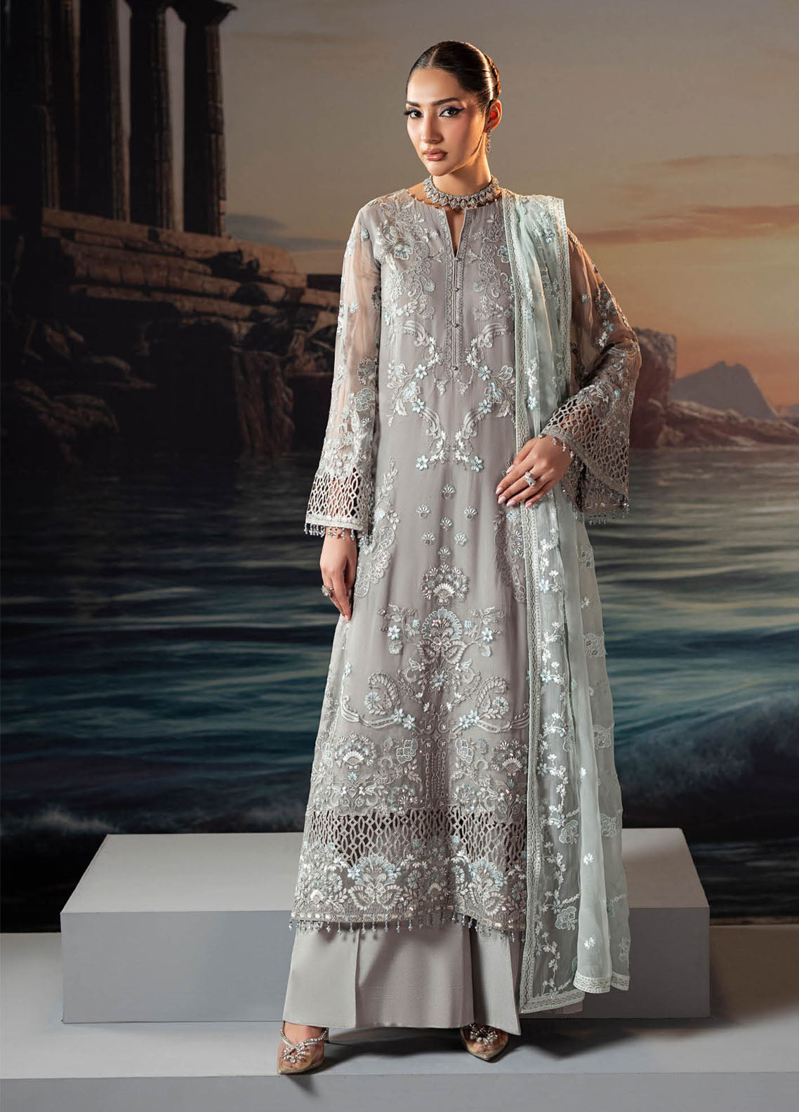 Riwayat Lamisah By Lavish Premium Embroidered Chiffon Suits Unstitched 3 Piece LP25RLC D-06 TAUPE Riwayat Lamisah By Lavish Premium Embroidered Chiffon Suits Unstitched 3 Piece LP25RLC D-06 TAUPE