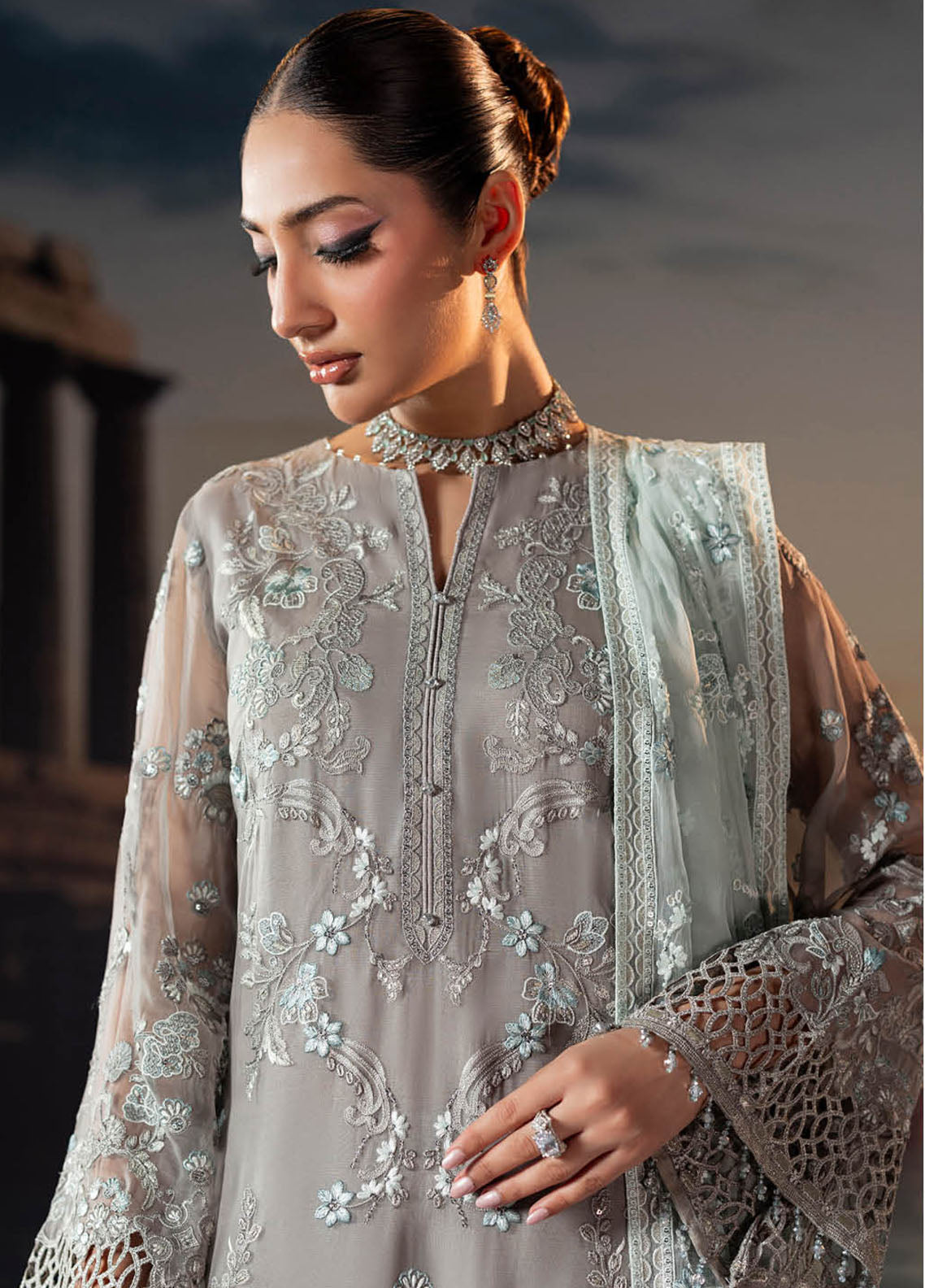 Riwayat Lamisah By Lavish Premium Embroidered Chiffon Suits Unstitched 3 Piece LP25RLC D-06 TAUPE Riwayat Lamisah By Lavish Premium Embroidered Chiffon Suits Unstitched 3 Piece LP25RLC D-06 TAUPE