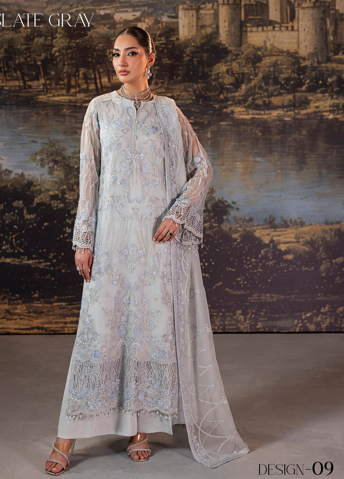 Riwayat Lamisah By Lavish Premium Embroidered Chiffon Suits Unstitched 3 Piece LP25RLC D-08 SLATE GRAY Riwayat Lamisah By Lavish Premium Embroidered Chiffon Suits Unstitched 3 Piece LP25RLC D-08 SLATE GRAY