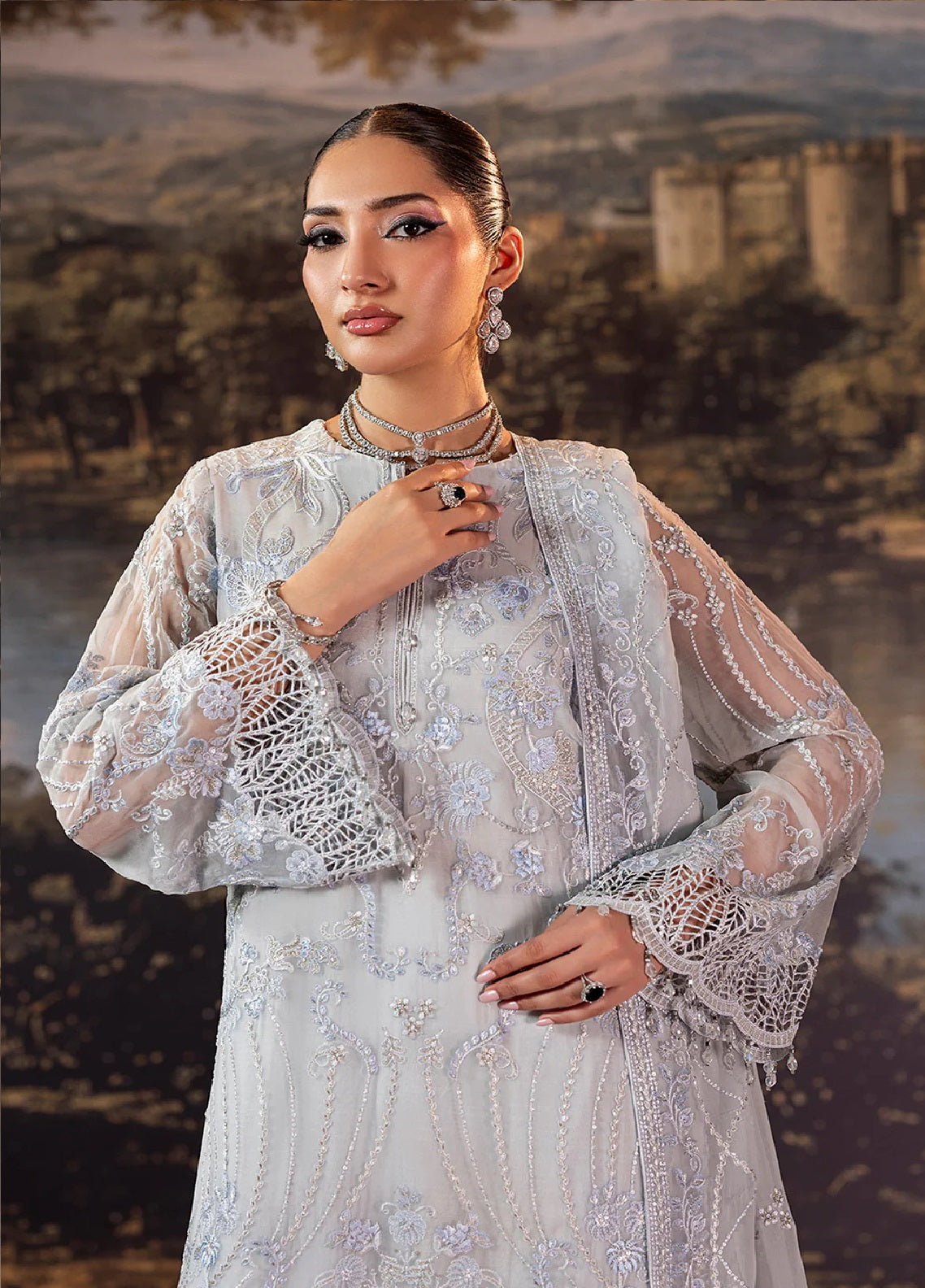 Riwayat Lamisah By Lavish Premium Embroidered Chiffon Suits Unstitched 3 Piece LP25RLC D-08 SLATE GRAY Riwayat Lamisah By Lavish Premium Embroidered Chiffon Suits Unstitched 3 Piece LP25RLC D-08 SLATE GRAY