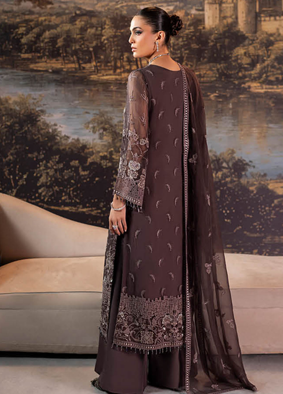 Riwayat Lamisah By Lavish Premium Embroidered Chiffon Suits Unstitched 3 Piece LP25RLC D-09 CINNAMON Riwayat Lamisah By Lavish Premium Embroidered Chiffon Suits Unstitched 3 Piece LP25RLC D-09 CINNAMON