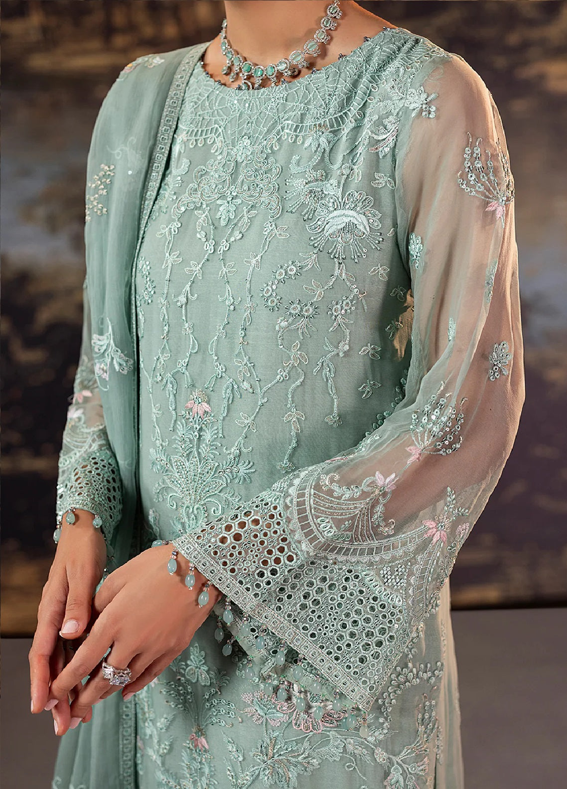 Riwayat Lamisah By Lavish Premium Embroidered Chiffon Suits Unstitched 3 Piece LP25RLC D-10 MINT GREEN Riwayat Lamisah By Lavish Premium Embroidered Chiffon Suits Unstitched 3 Piece LP25RLC D-10 MINT GREEN