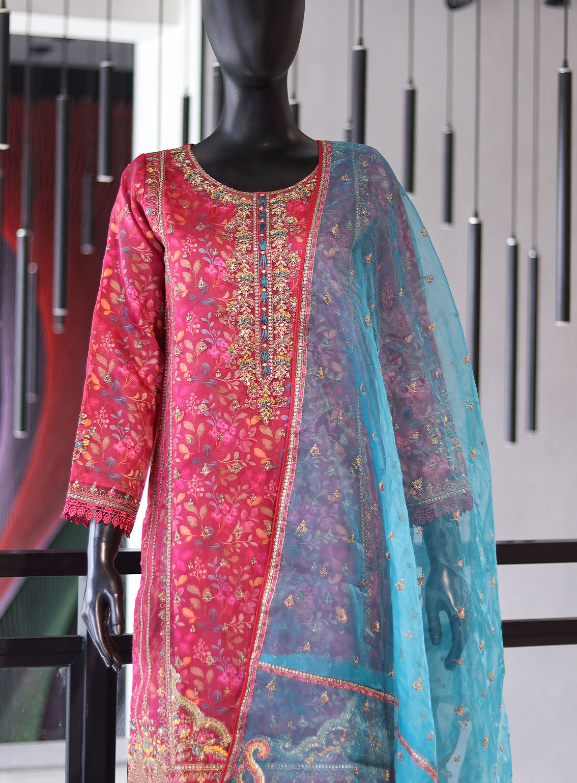 Roheen By Peach Embroidered Organza 3 Piece Stitched Suit P24REO D-4A Roheen By Peach Embroidered Organza 3 Piece Stitched Suit P24REO D-4A