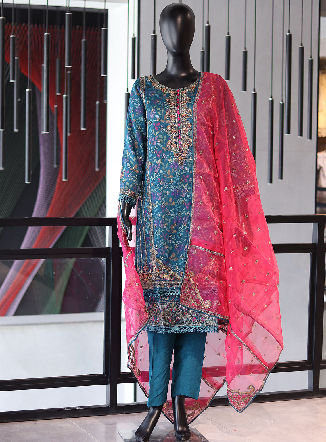 Roheen By Peach Embroidered Organza 3 Piece Stitched Suit P24REO D-4B Roheen By Peach Embroidered Organza 3 Piece Stitched Suit P24REO D-4B