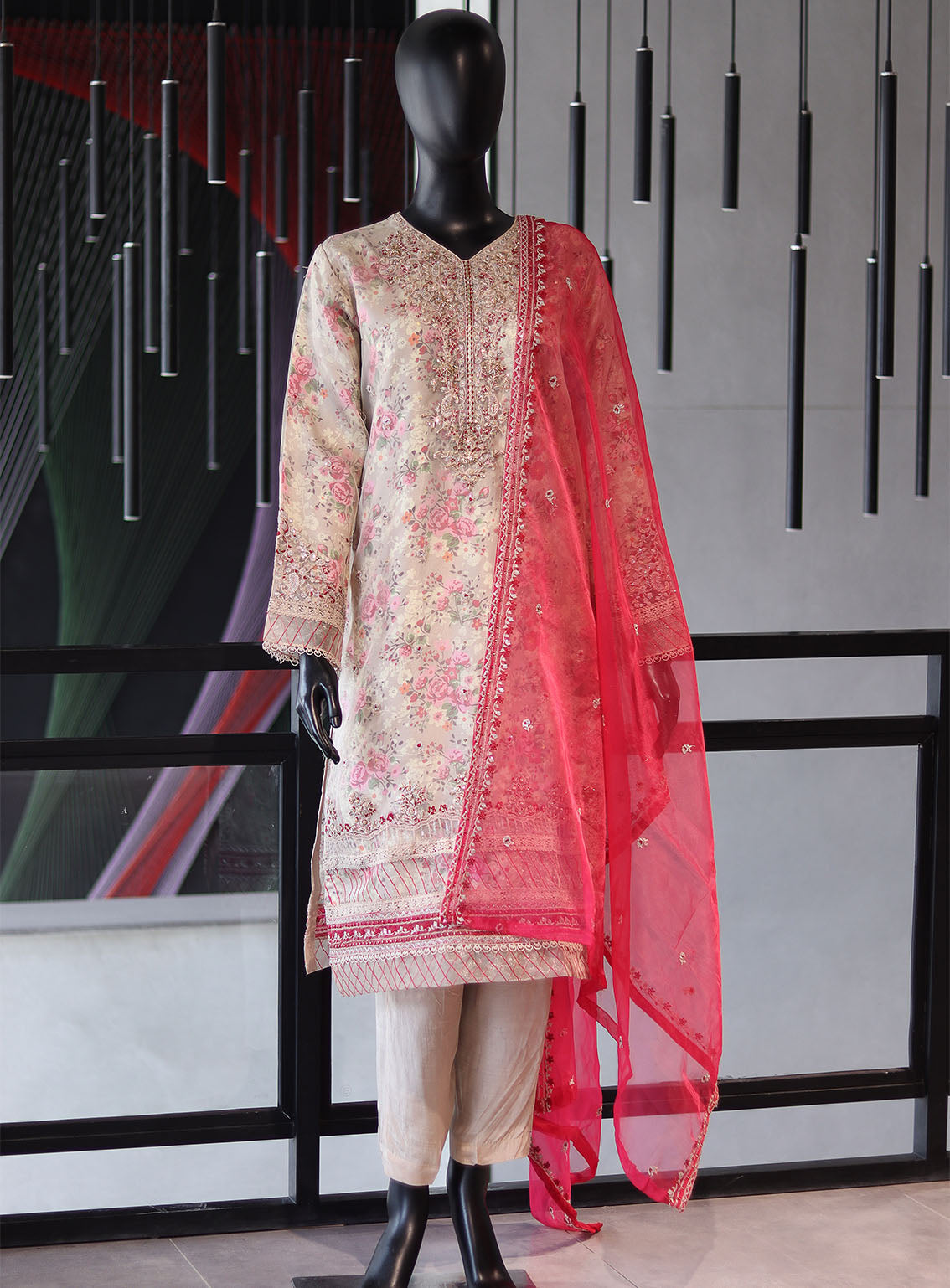 Roheen By Peach Embroidered Organza 3 Piece Stitched Suit P24REO D-5B Roheen By Peach Embroidered Organza 3 Piece Stitched Suit P24REO D-5B