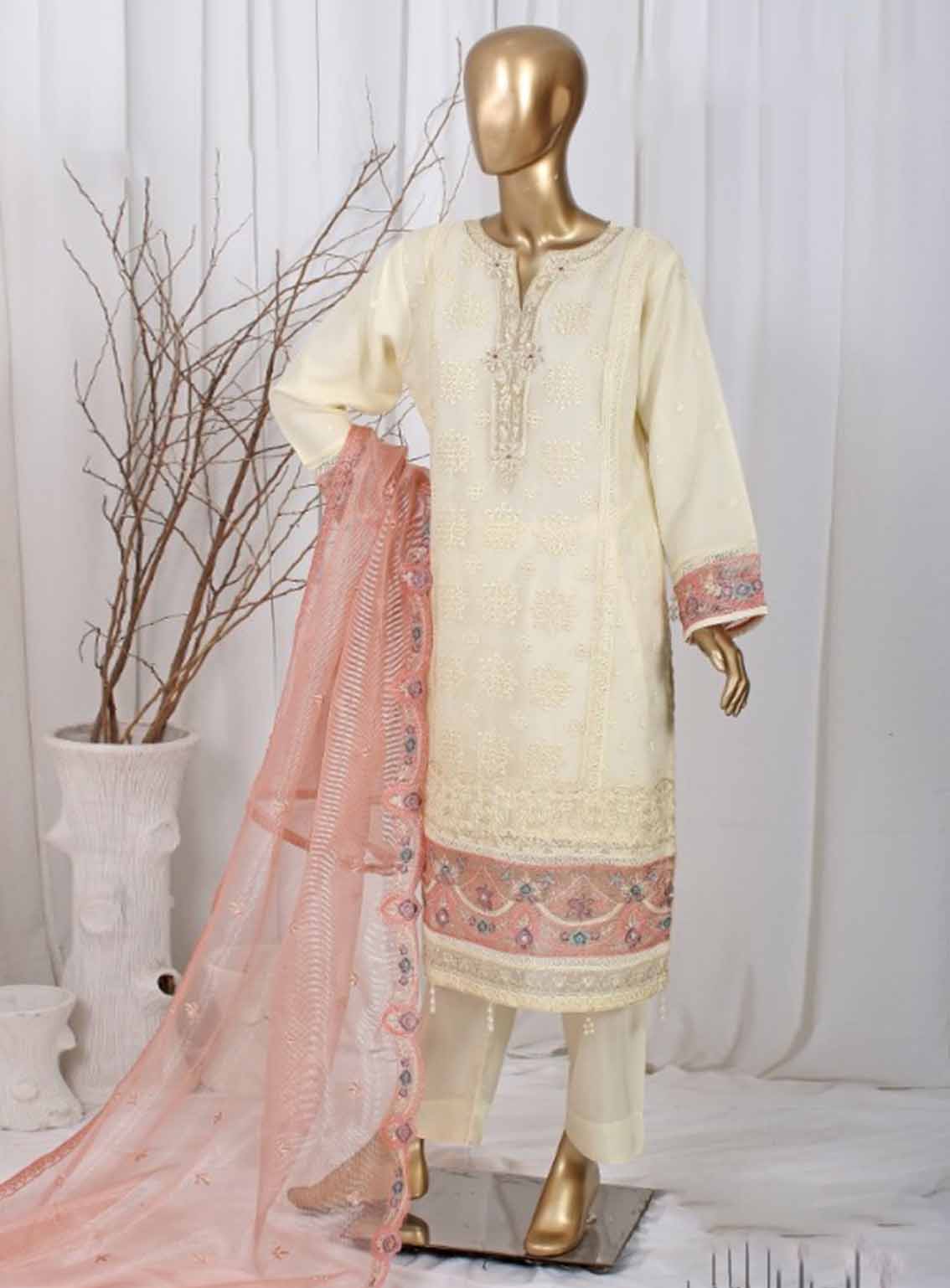 Romosh Embroidered Chiffon 3 Piece Stitched Suit RNPC25FE D-180-W&P Romosh Embroidered Chiffon 3 Piece Stitched Suit RNPC25FE D-180-W&P