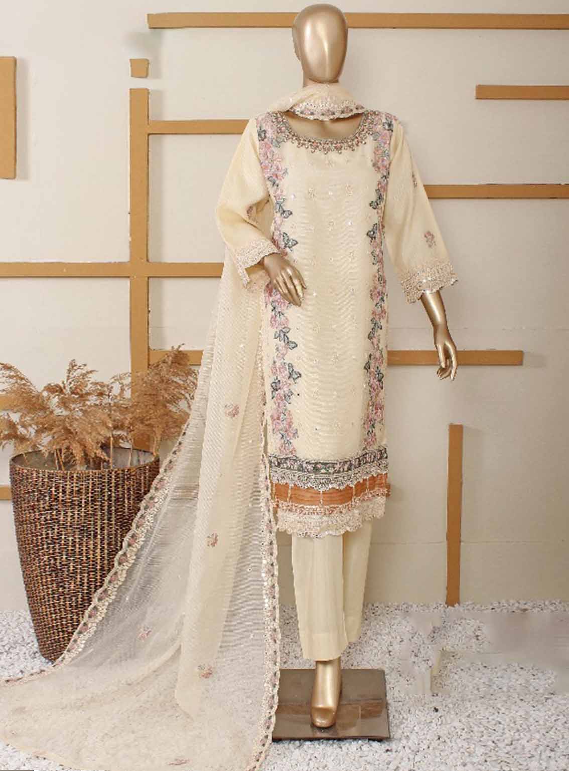 Romosh Embroidered Chiffon 3 Piece Stitched Suit RNPC25FE D-186-SKN Romosh Embroidered Chiffon 3 Piece Stitched Suit RNPC25FE D-186-SKN